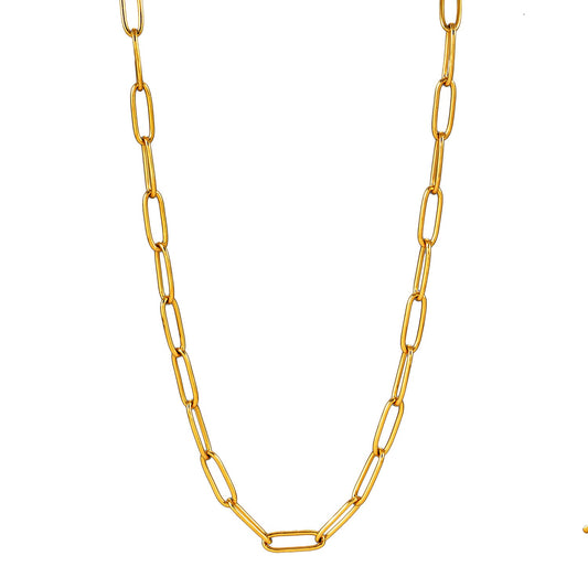 BARBICAN: Essential Gold Chain Link Paper-Clip Necklace - 22"