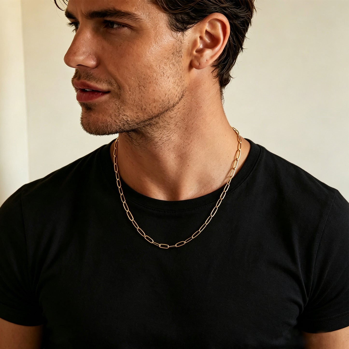 BARBICAN: Essential Gold Chain Link Paper-Clip Necklace - 22"