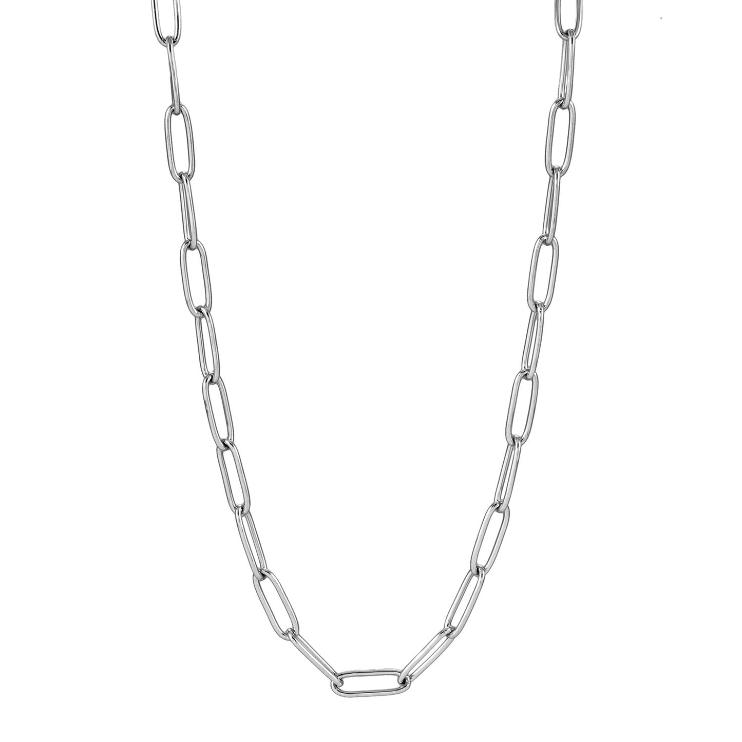 Style BARNSBURY: Essential Silver Chain Link Paper-Clip Necklace - 22"