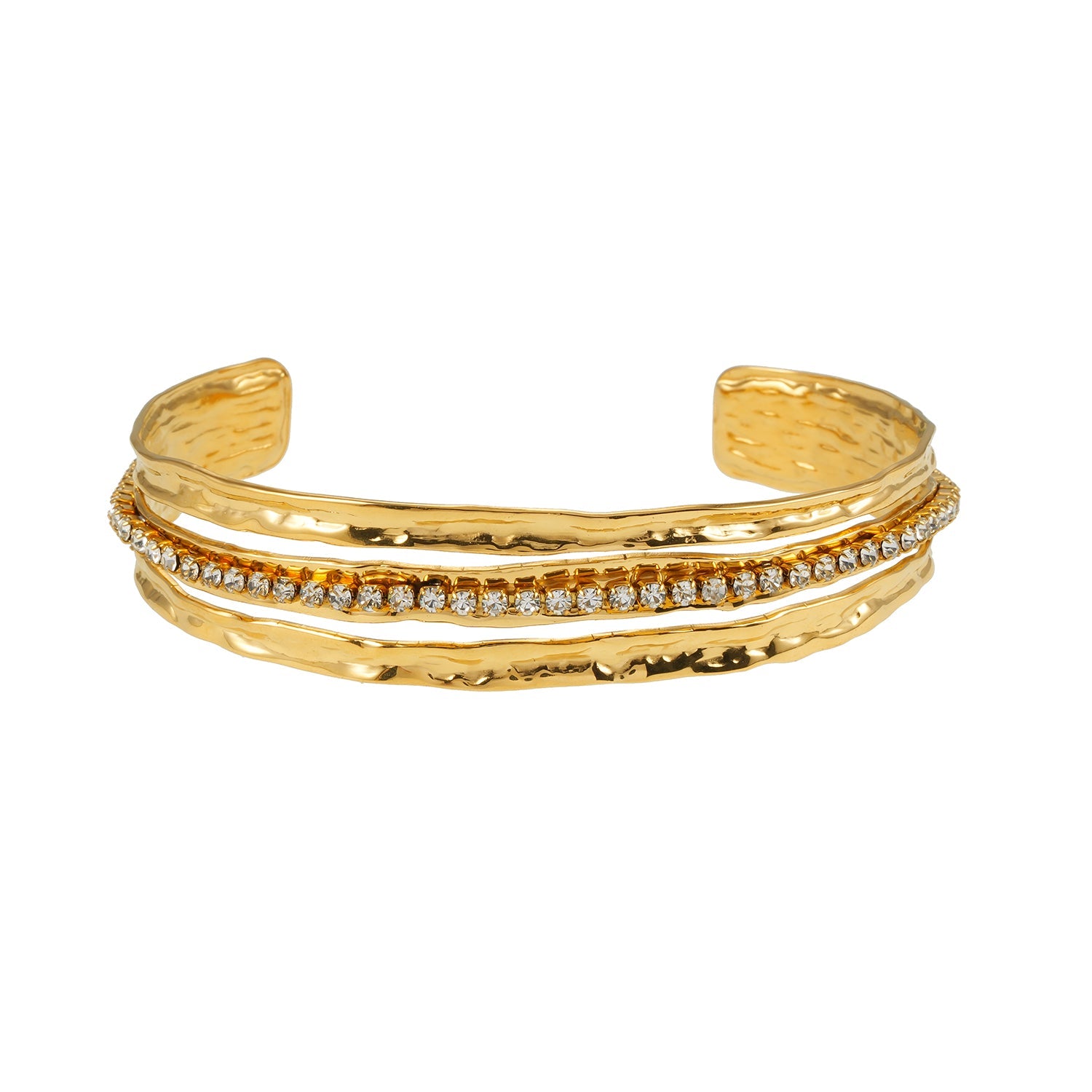 BELLINA Gold: Multi Layered Zirconia (CZ) Tennis Bracelet Stacked for Glamour.