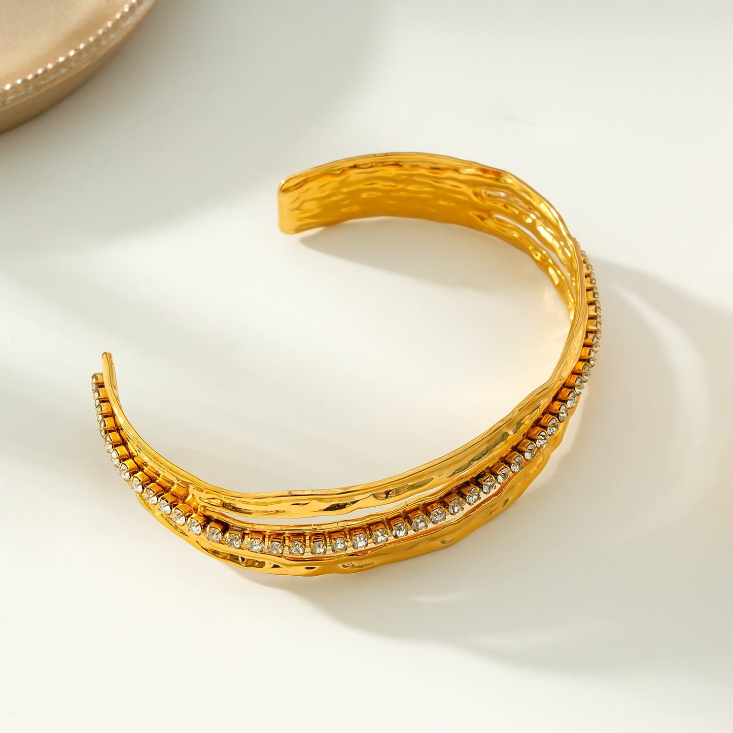 BELLINA Gold: Multi Layered Zirconia (CZ) Tennis Bracelet Stacked for Glamour.