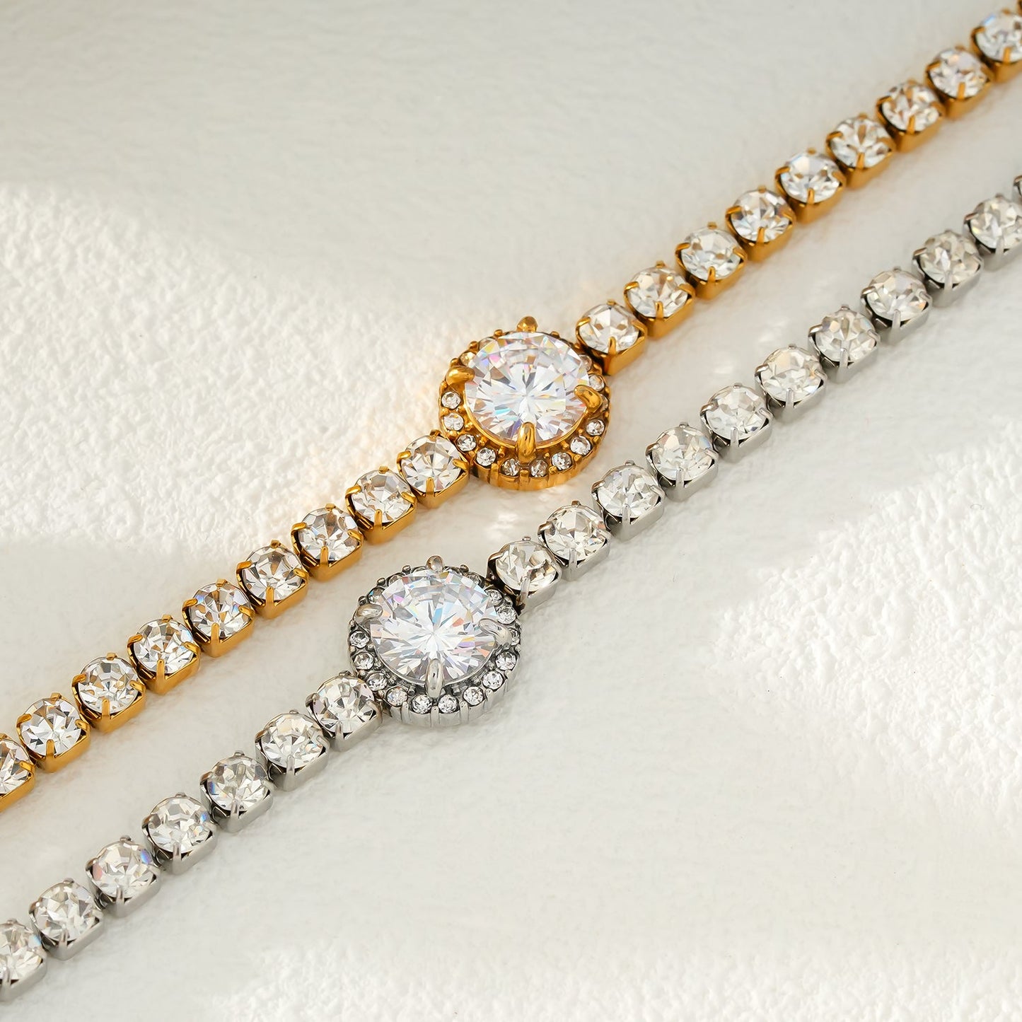 BEREA White Gold Silver Toned: Tennis Bracelet with Large Zirconia (CZ) Centrepiece  – Timeless Elegance for Every Occasion