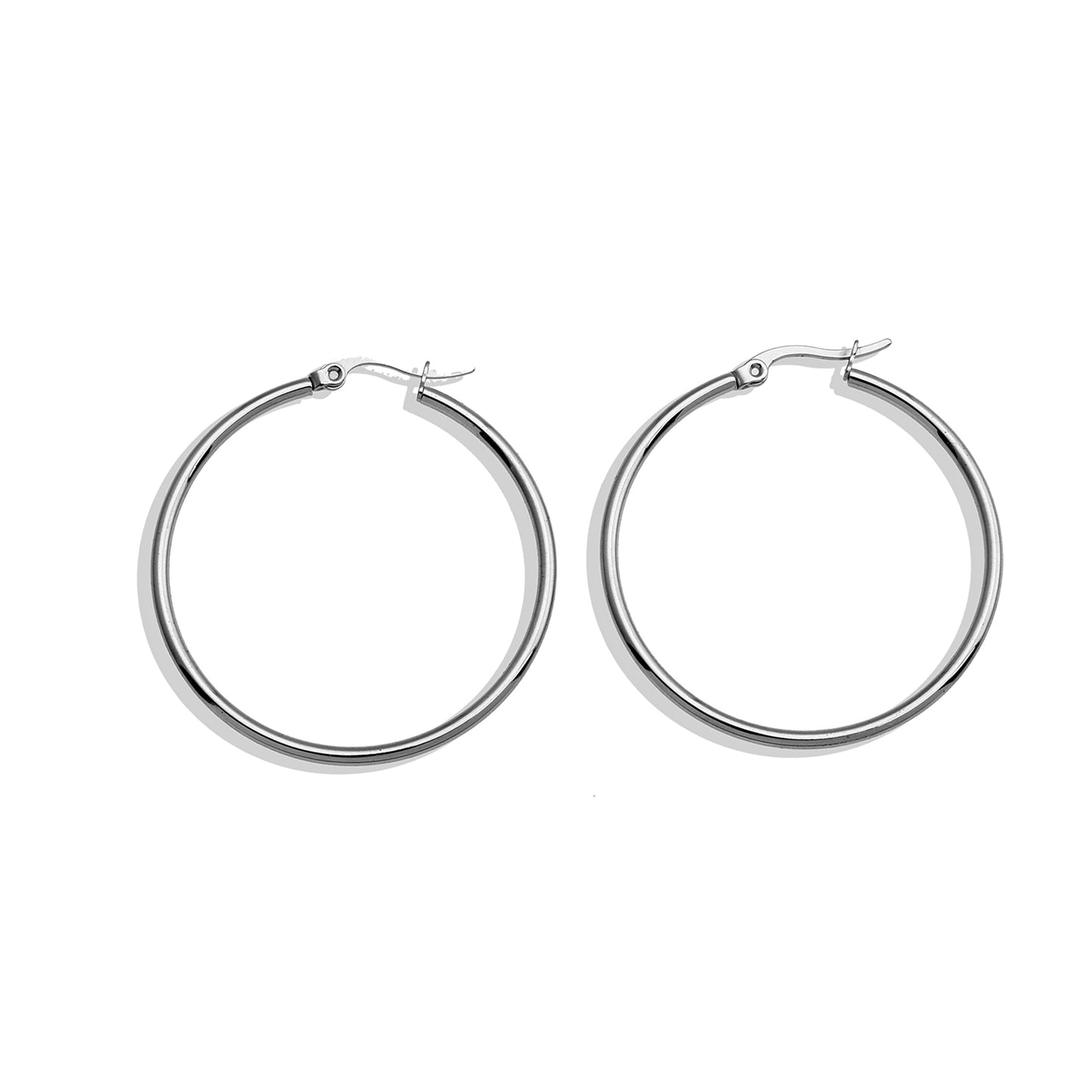 Style BIANCA Silver: Classic Essential Basic Round Silver Hoops. Available in 7 Sizes - 1cm to 6cm