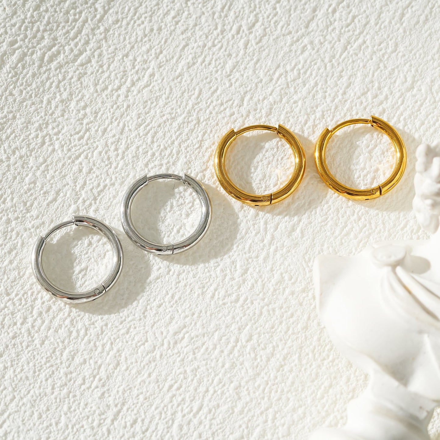 Style BIANCA Silver: Classic Essential Basic Round Silver Hoops. Available in 7 Sizes - 1cm to 6cm