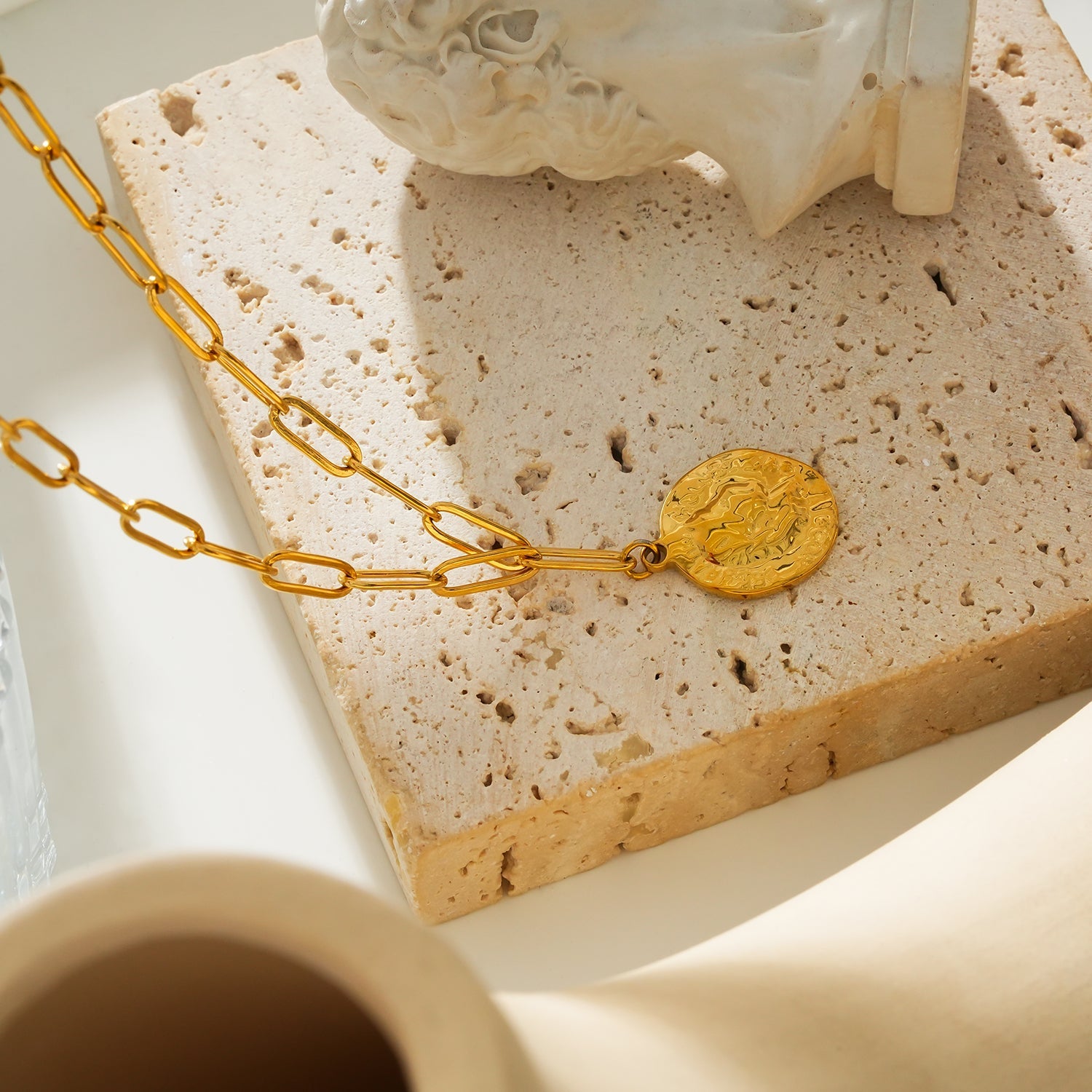 BILBAO Gold: Roman Coin Pendant Chain Necklace.