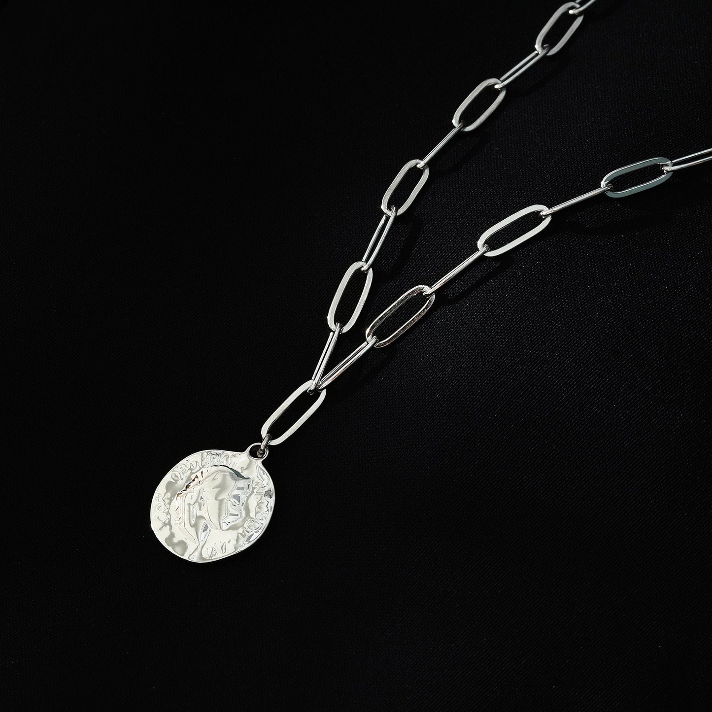 BILBAO Silver: Roman Coin Pendant Chain Necklace.