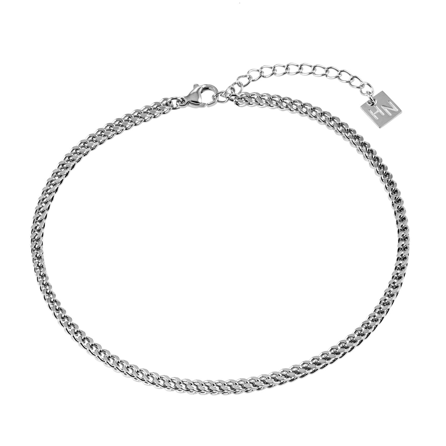 BILLIE LG Silver (White Gold): Cuban Link Chain Anklet