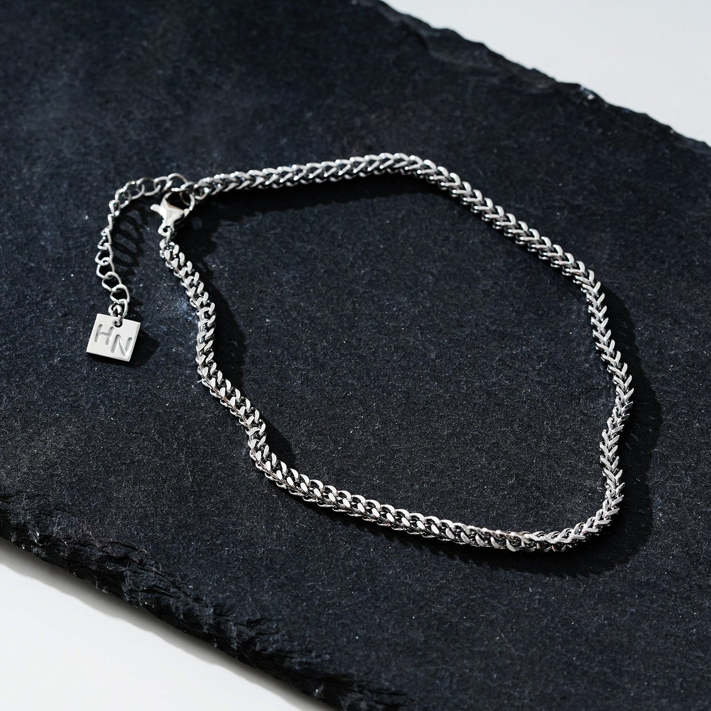 BILLIE LG Silver (White Gold): Cuban Link Chain Anklet