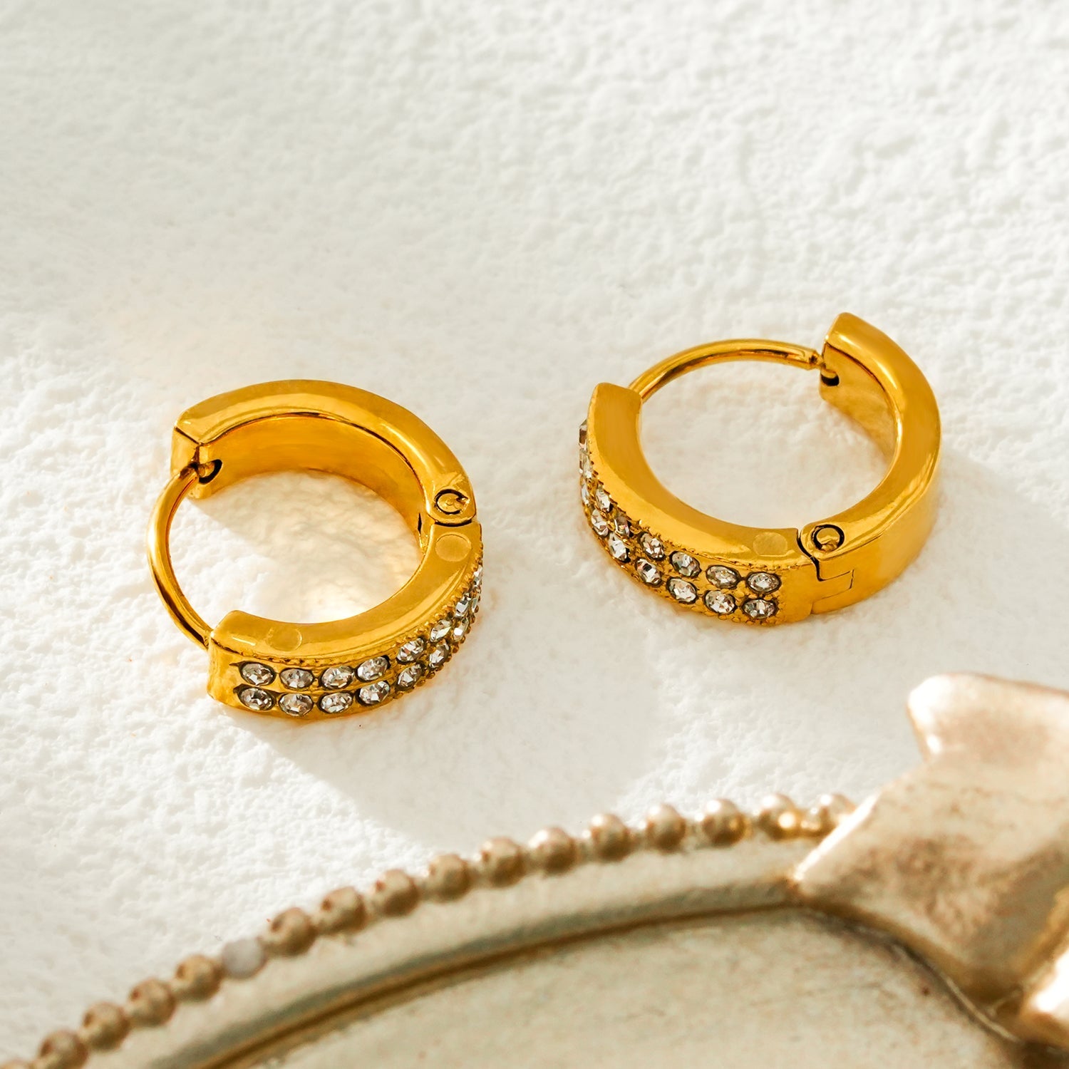 BLOUBERG Gold: Pavé Zirconia (CZ) Mini Hoop Earrings