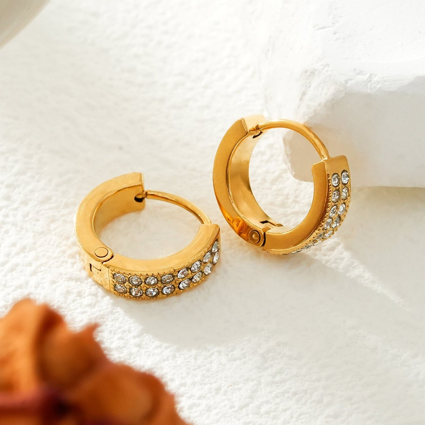 BLOUBERG Gold: Pavé Zirconia (CZ) Mini Hoop Earrings