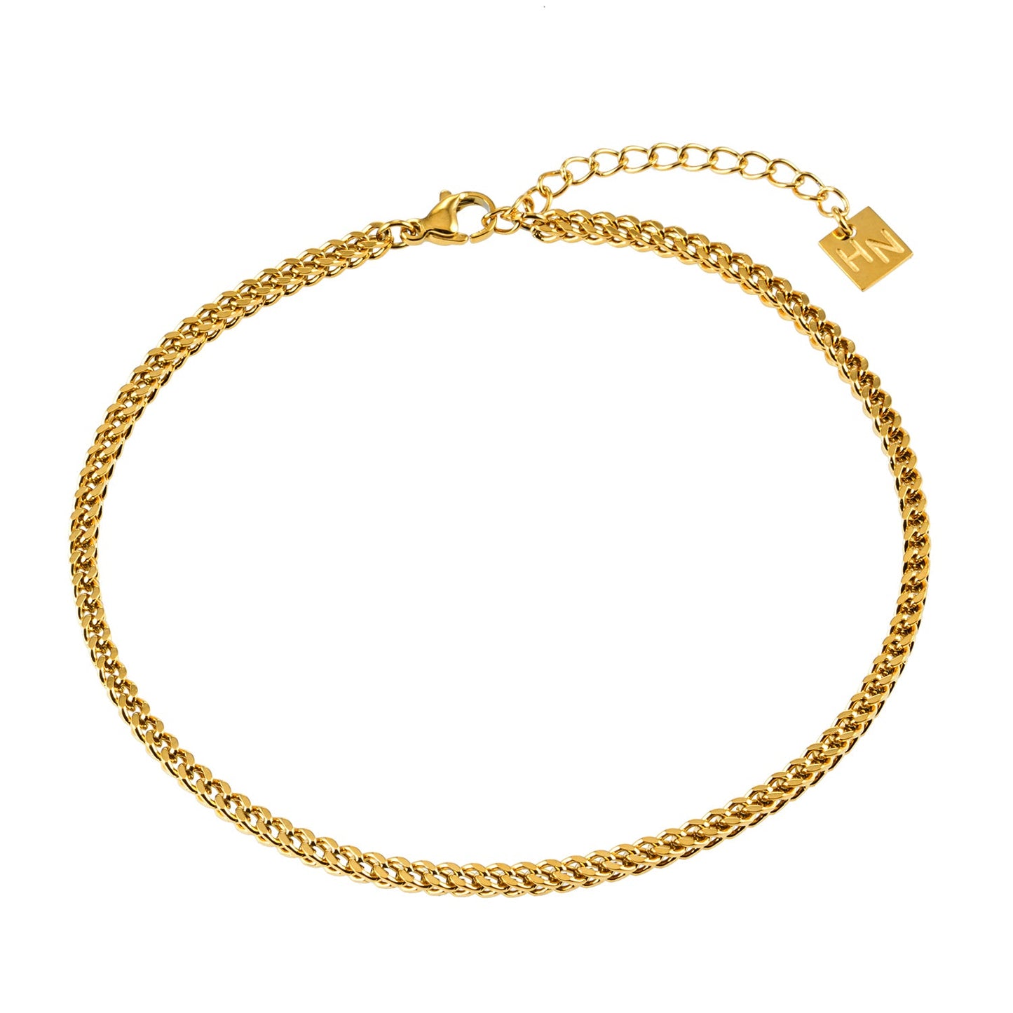 Style BRIELLA LG 9471G: Cuban Link Chain Gold Anklet.