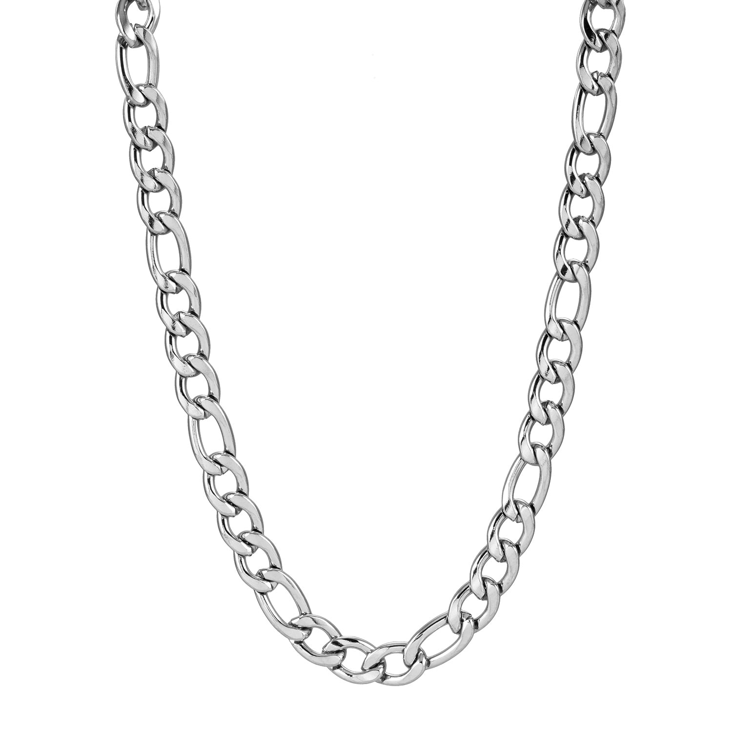 Style BROMLEY 6138: Cuban-Link Statement Chain Necklace in Silver.