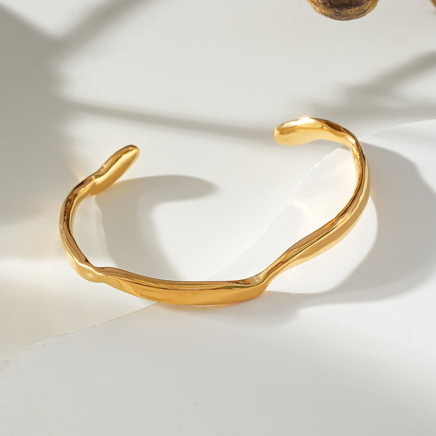 Style CHANBA: Avant Garde Abstract Shaped Bracelet in Gold