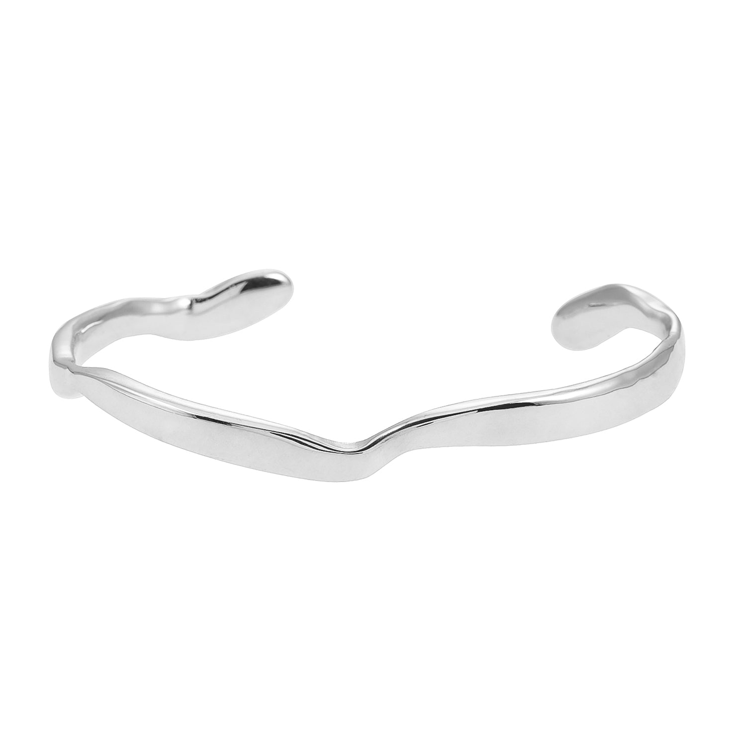 Style CHANBA: Avant Garde Abstract Shaped Bracelet in White Gold (Silver Toned)