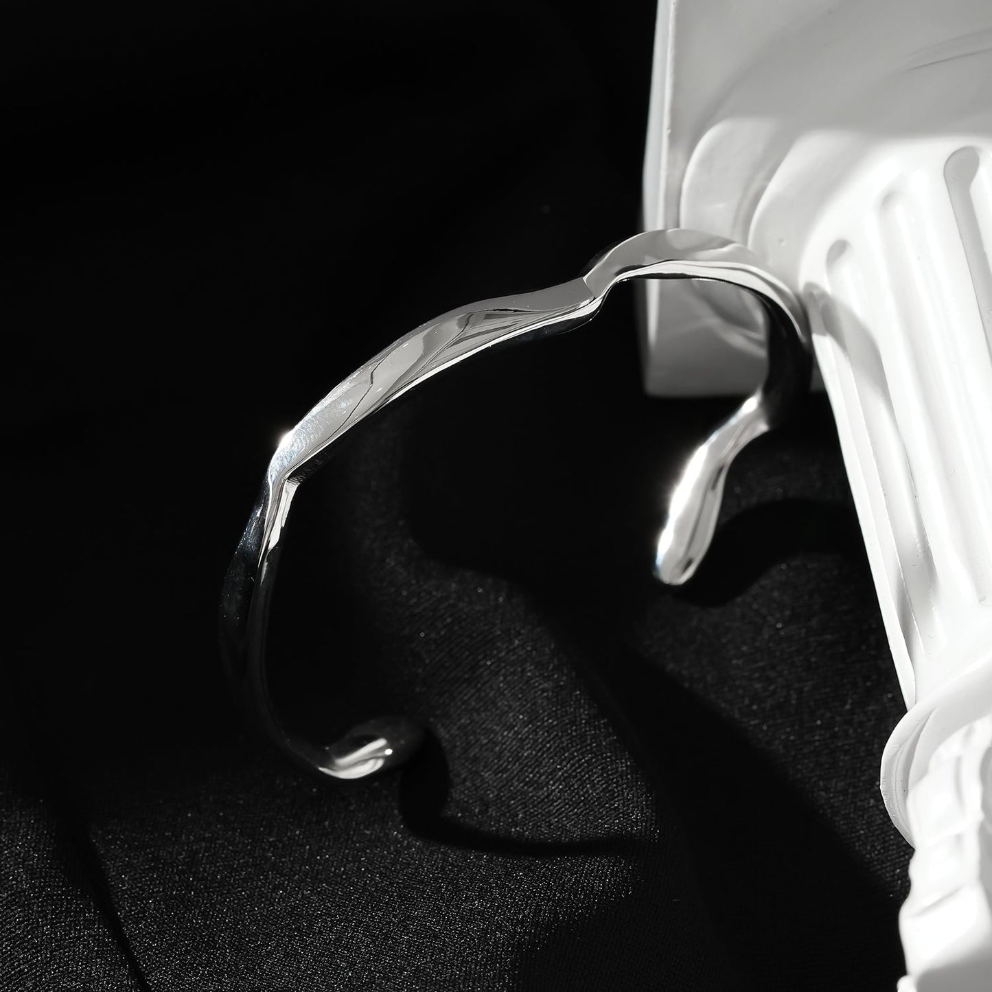 CHANBA Silver (White Gold): Avant Garde Abstract Shaped Bracelet
