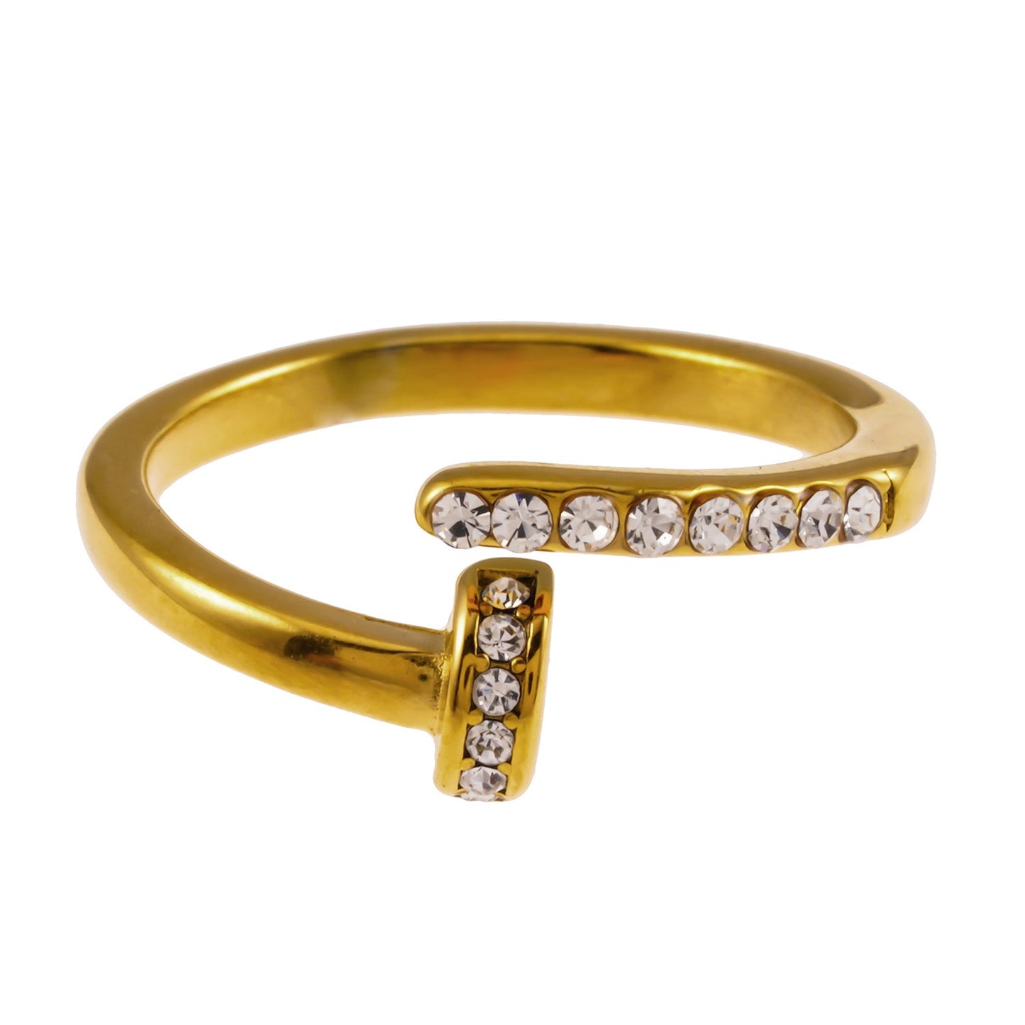 CHARISSE Gold: Industrial-Chic Twisted Nail Ring with Pavé Zirconia Embellishments