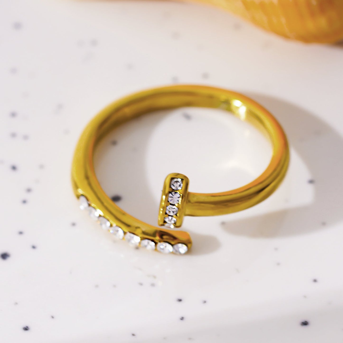 CHARISSE Gold: Industrial-Chic Twisted Nail Ring with Pavé Zirconia Embellishments