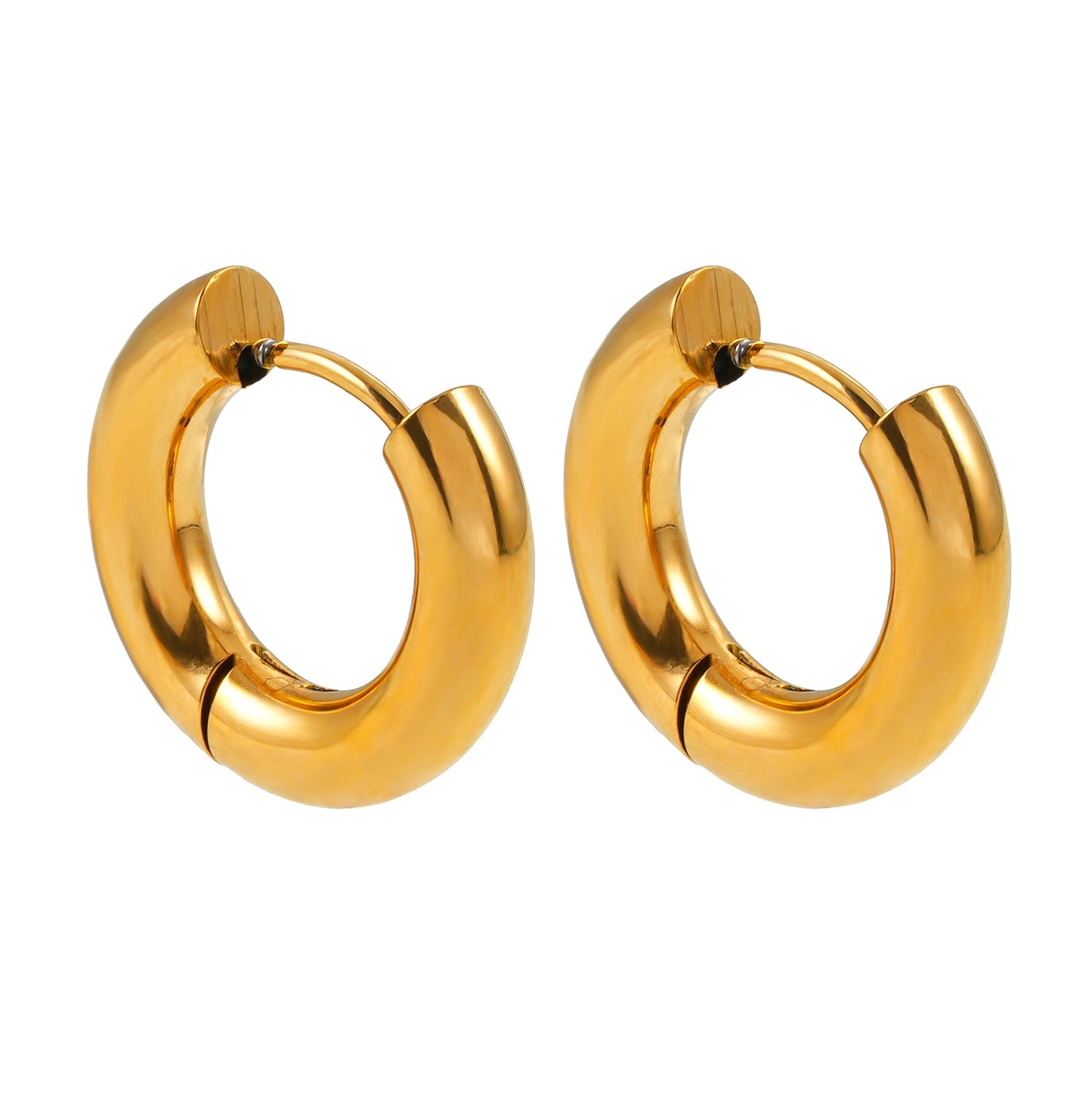 Style CHOLULA: Mid Width Smooth Surface Tube Hoop Earrings in Gold