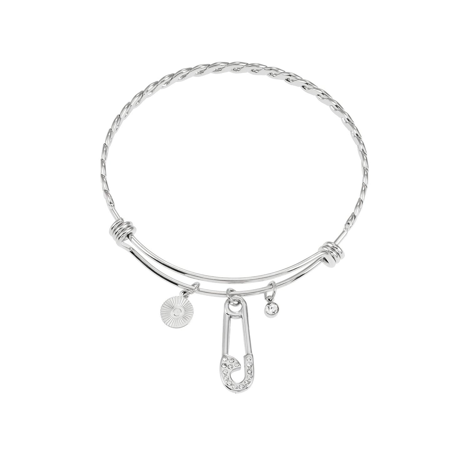 CHRISTINA: Charms Adorned White Gold (Silver Toned) Bracelet