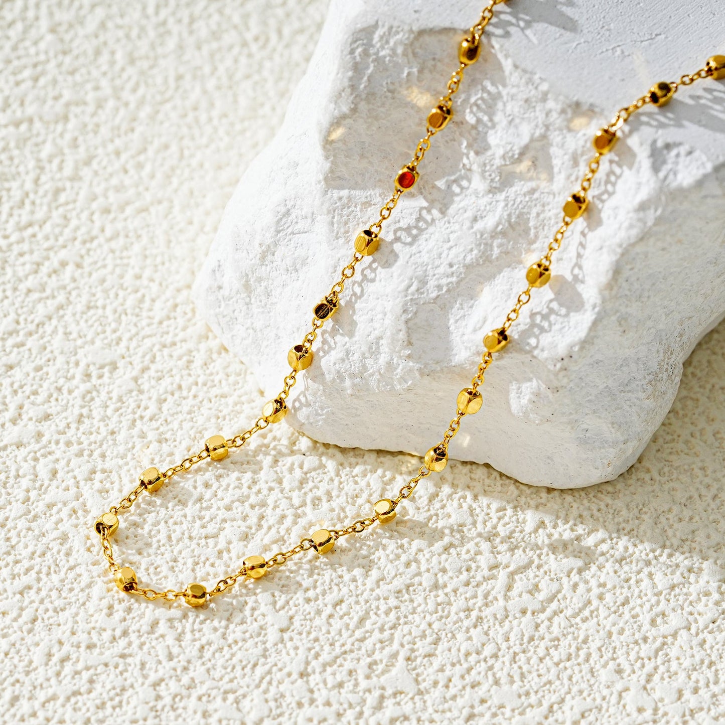 DEMELZA LG: Contemporary Gold Anklet with Delicate Square Beads