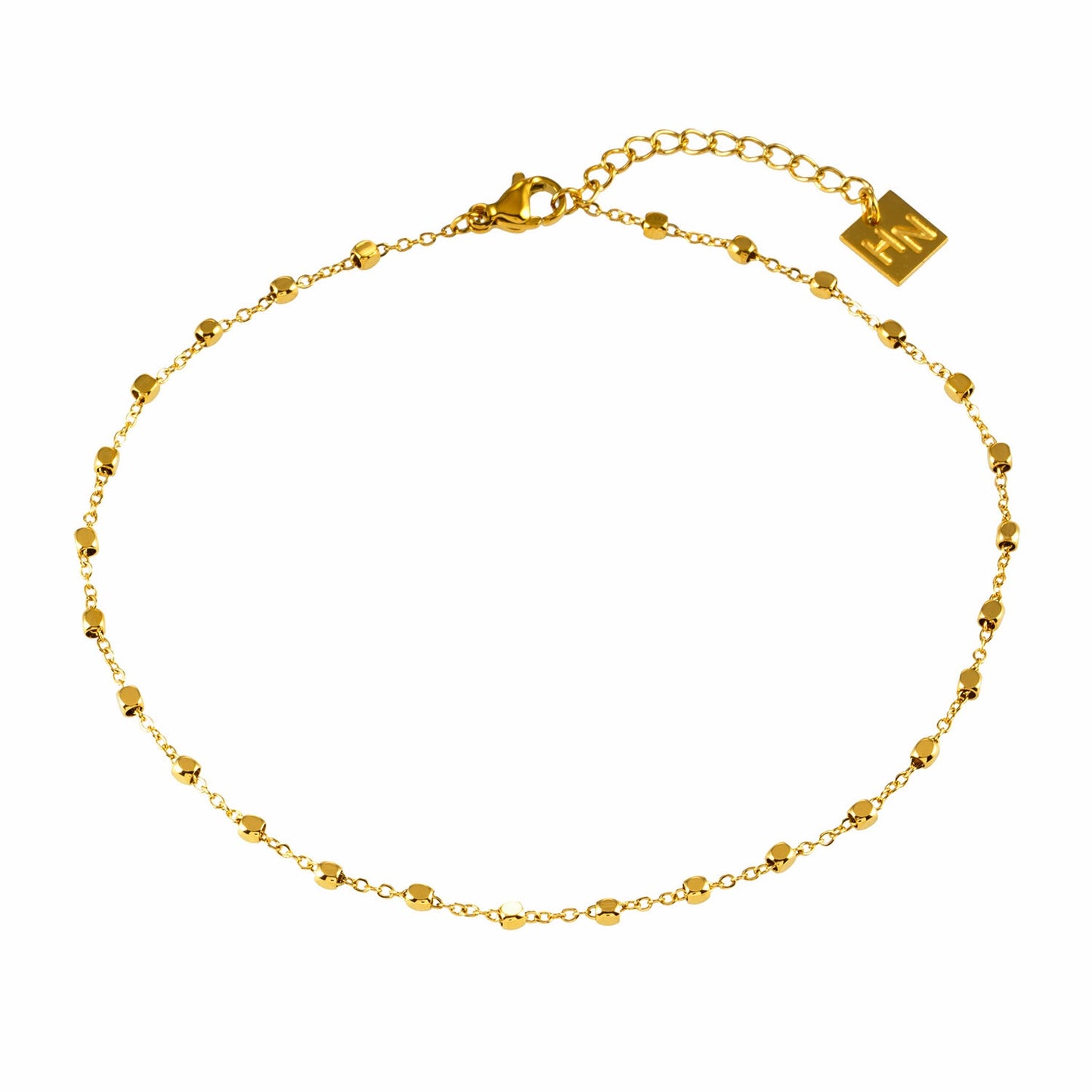 DEMELZA LG: Contemporary Gold Anklet with Delicate Square Beads