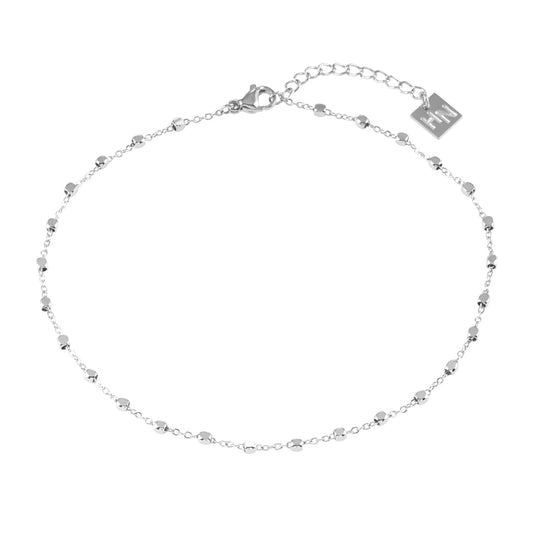 DEMELZA LG: Contemporary Silver Anklet with Delicate Square Beads