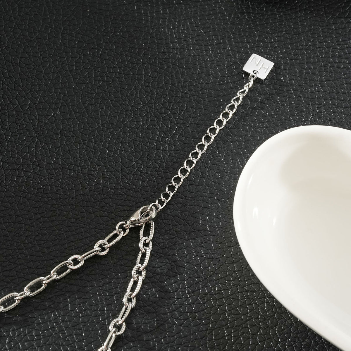 MAKANA Silver (White Gold): Textured Oval-Link Silver-Tone Chain Necklace $25