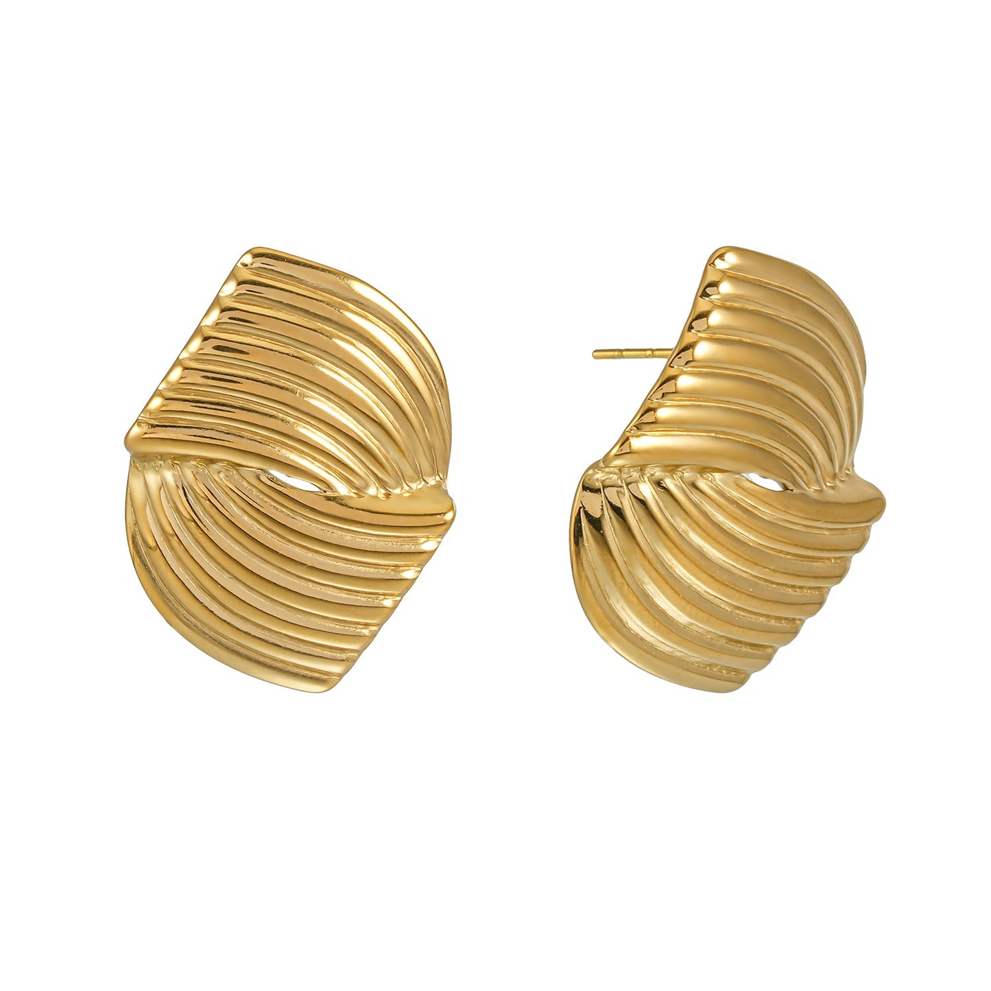 CEZAR Gold: Art Deco Textured Geometric Stud Earrings