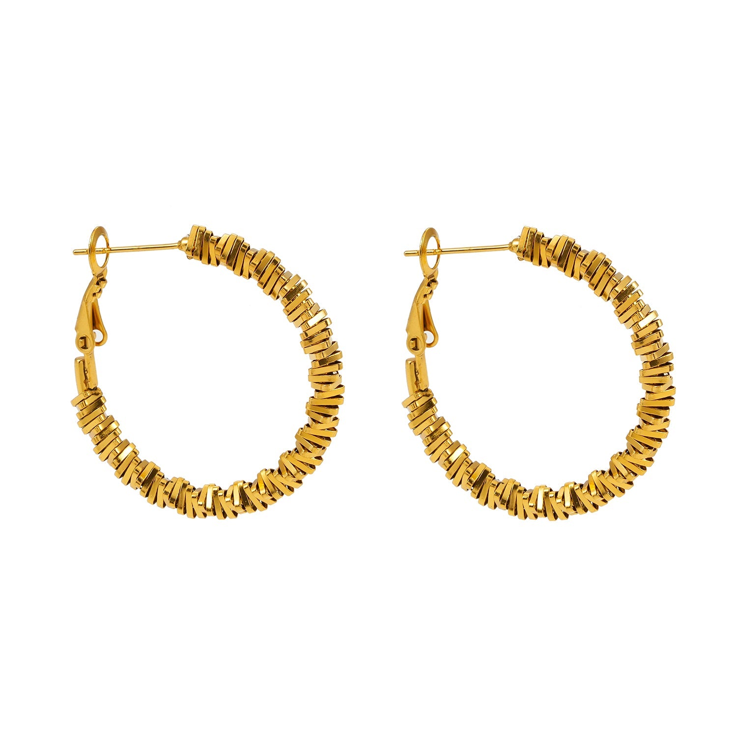 Style SPRINGDALE: Textured Geometric Square Beaded Hoop Earrings