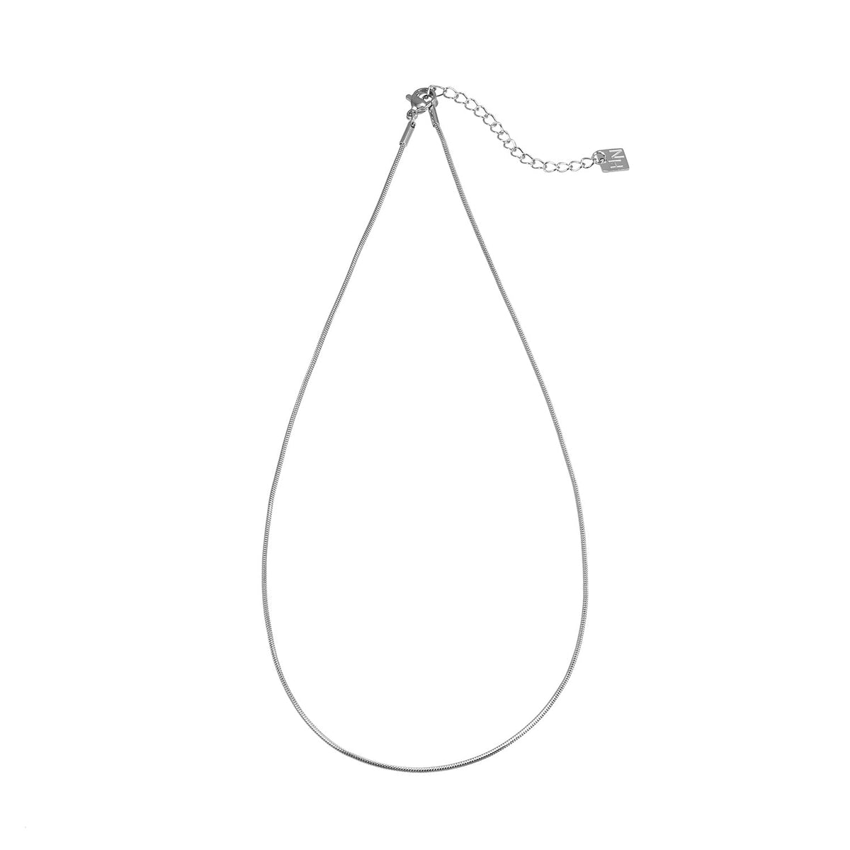CHASTITY Silver (White Gold): Dainty Snake Skin Textured Chain Necklace