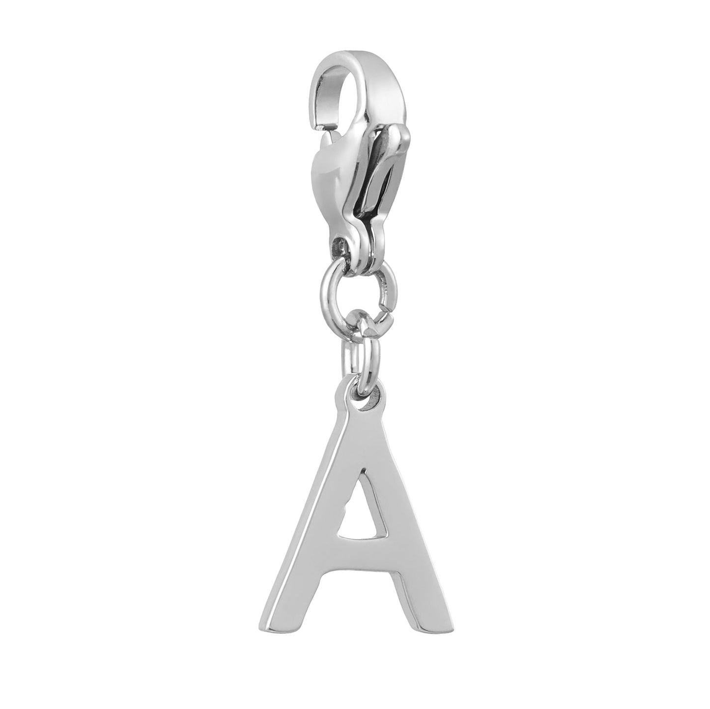 SOLID LETTER MINI CHARMS A–Z in SILVER (White Gold): Dainty Initial Alphabet Pendant for Necklaces & Bracelets — $6.75
