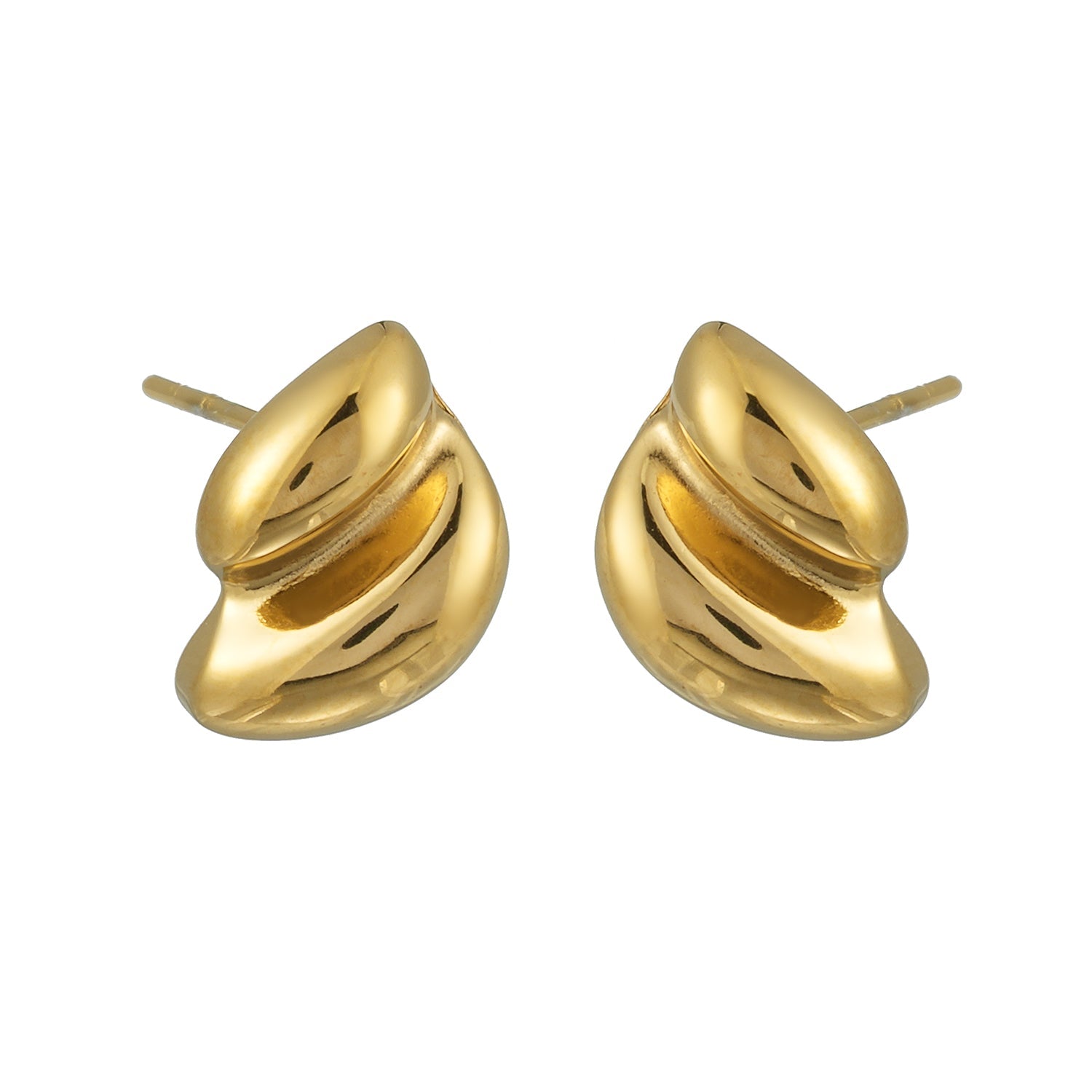 AISLA Gold: Contemporary Abstract Shaped Stud Earrings