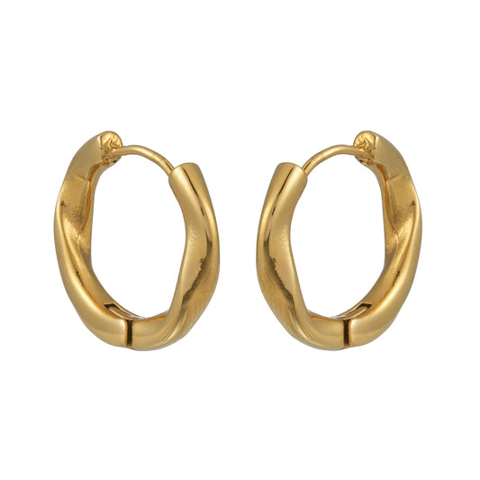 ARIDAMA Gold: Mid-Size Vintage Inspired Twisted Hoop Earrings