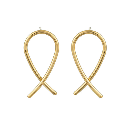 MAEVE Gold: Minimalist Oval Shaped Wire Constructed Hoop Earrings