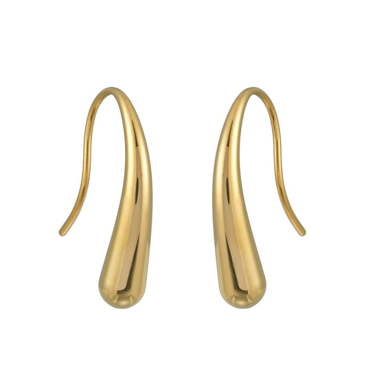 CLARA Gold: Swirl Tail Hoop Earrings – Minimalist Fluid Curve Design