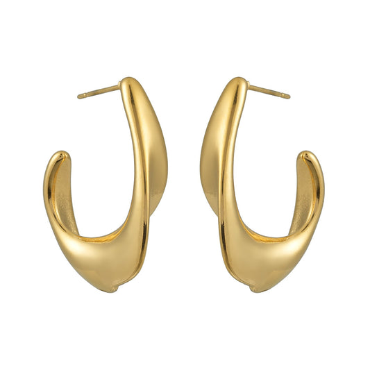 FLIRTA Gold: Vintage Art Deco–Inspired Architectural Hoop Earrings