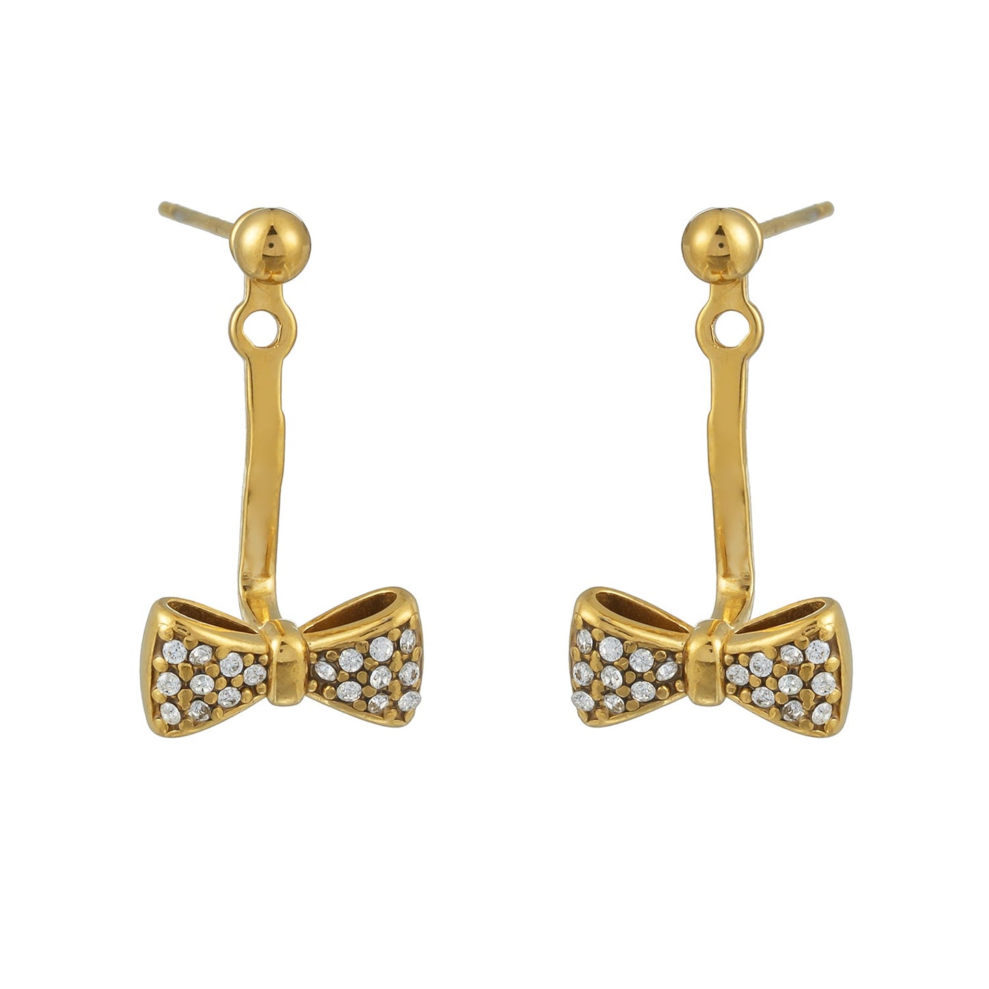 CUMAREE Gold: Mini Ball-Bead Stud Earrings Anchoring a Zirconia Infinity Charm