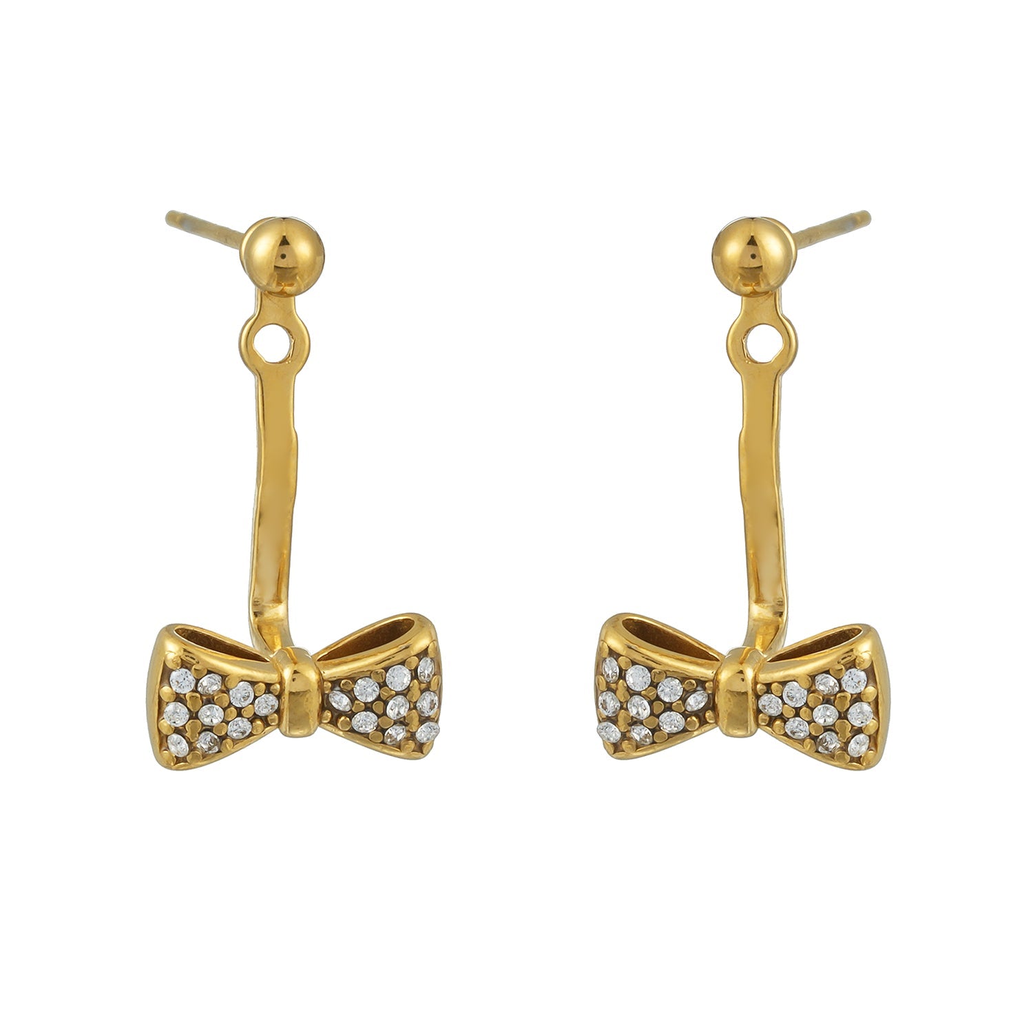 CUMAREE Gold: Mini Ball-Bead Stud Earrings Anchoring a Zirconia Infinity Charm