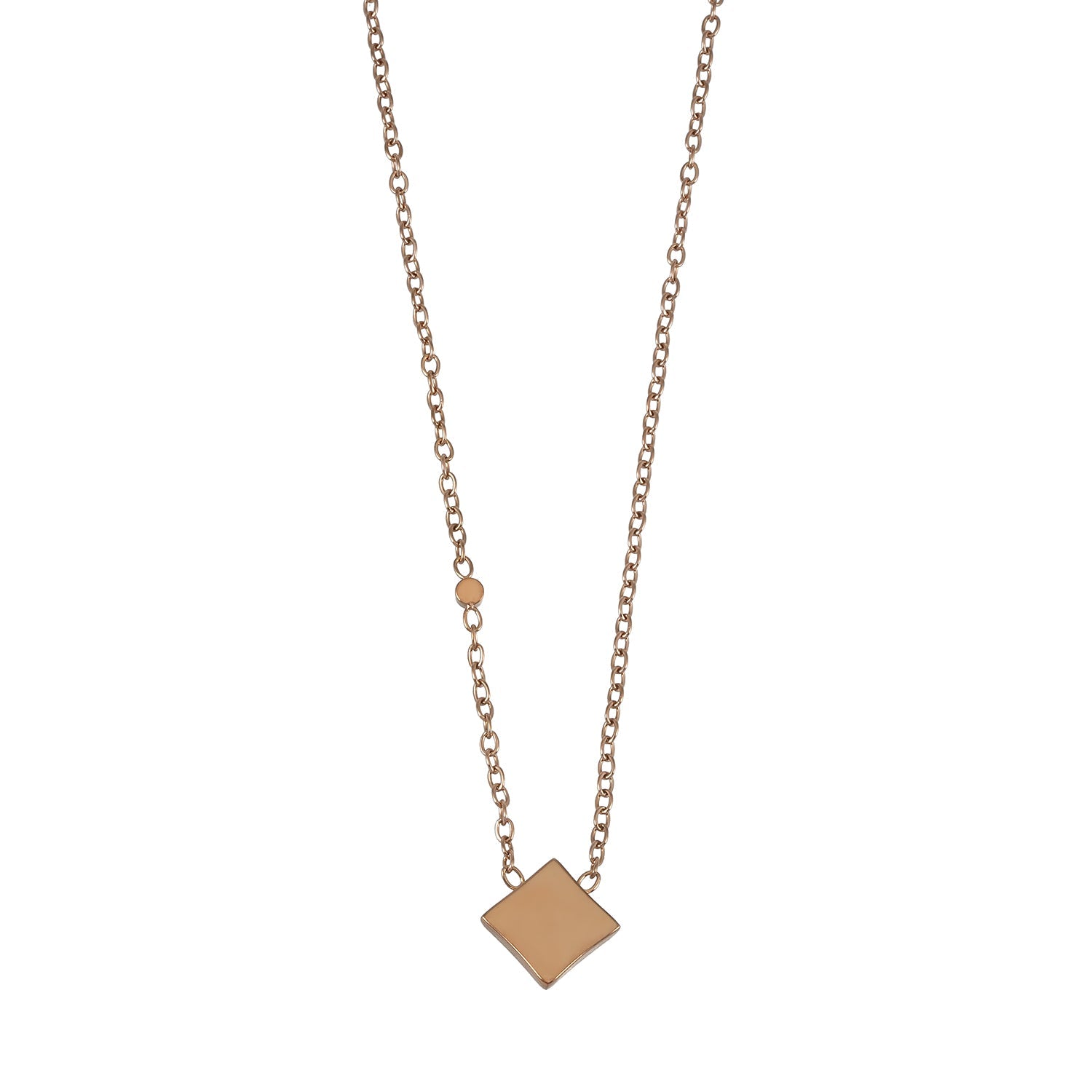 LAVINIA Gold: Square Gold Pendant Necklace with Cut-Away Shell Star and Mini Zirconia Charm