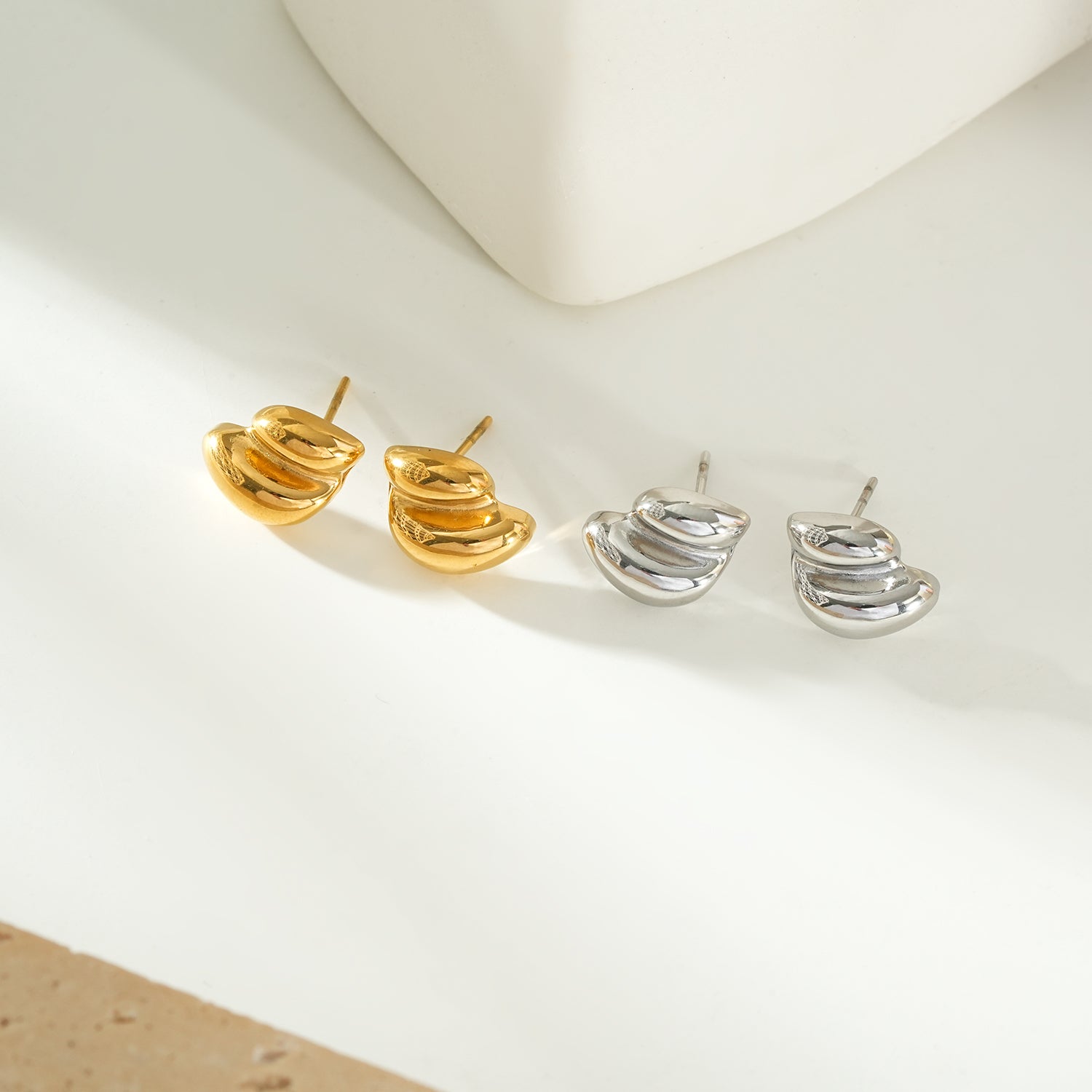 AISLA Gold: Contemporary Abstract Shaped Stud Earrings