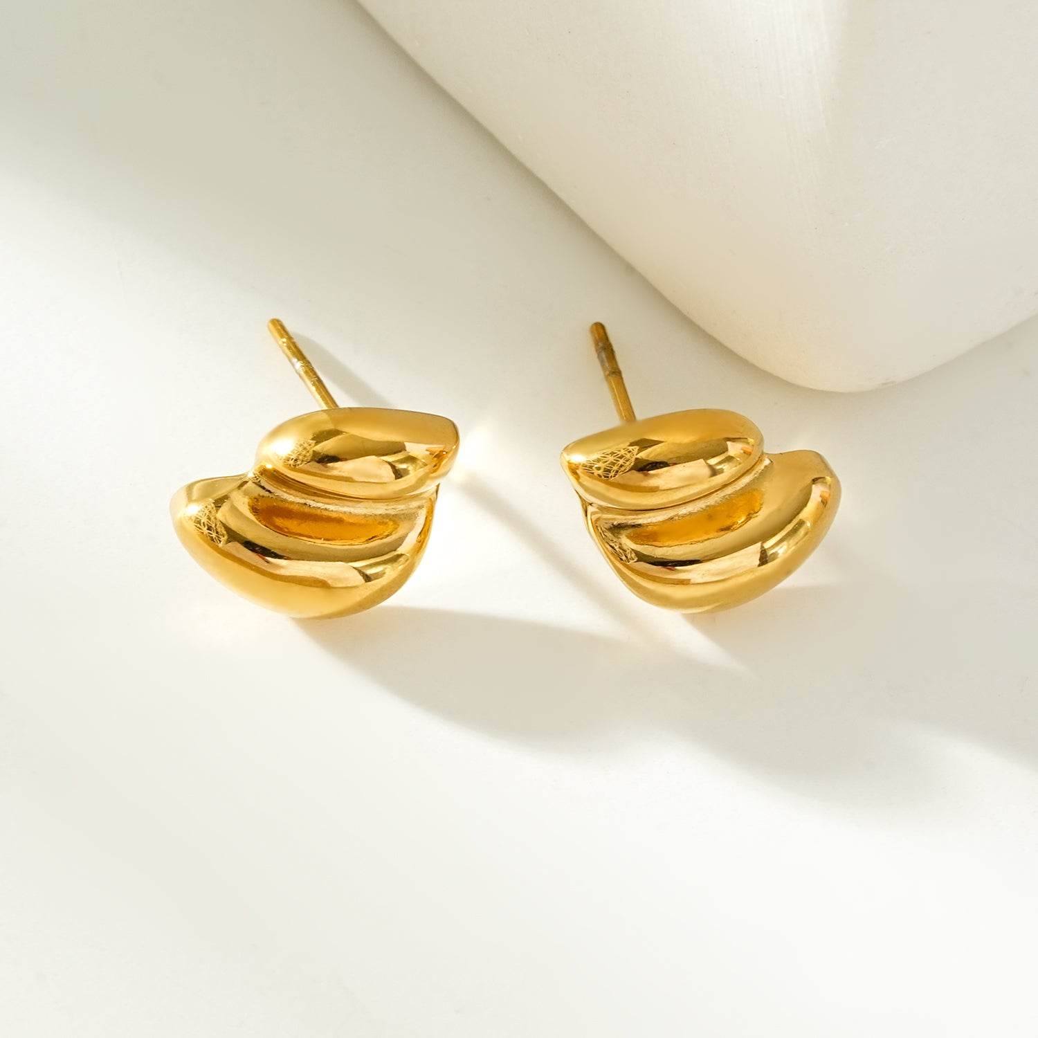 AISLA Gold: Contemporary Abstract Shaped Stud Earrings
