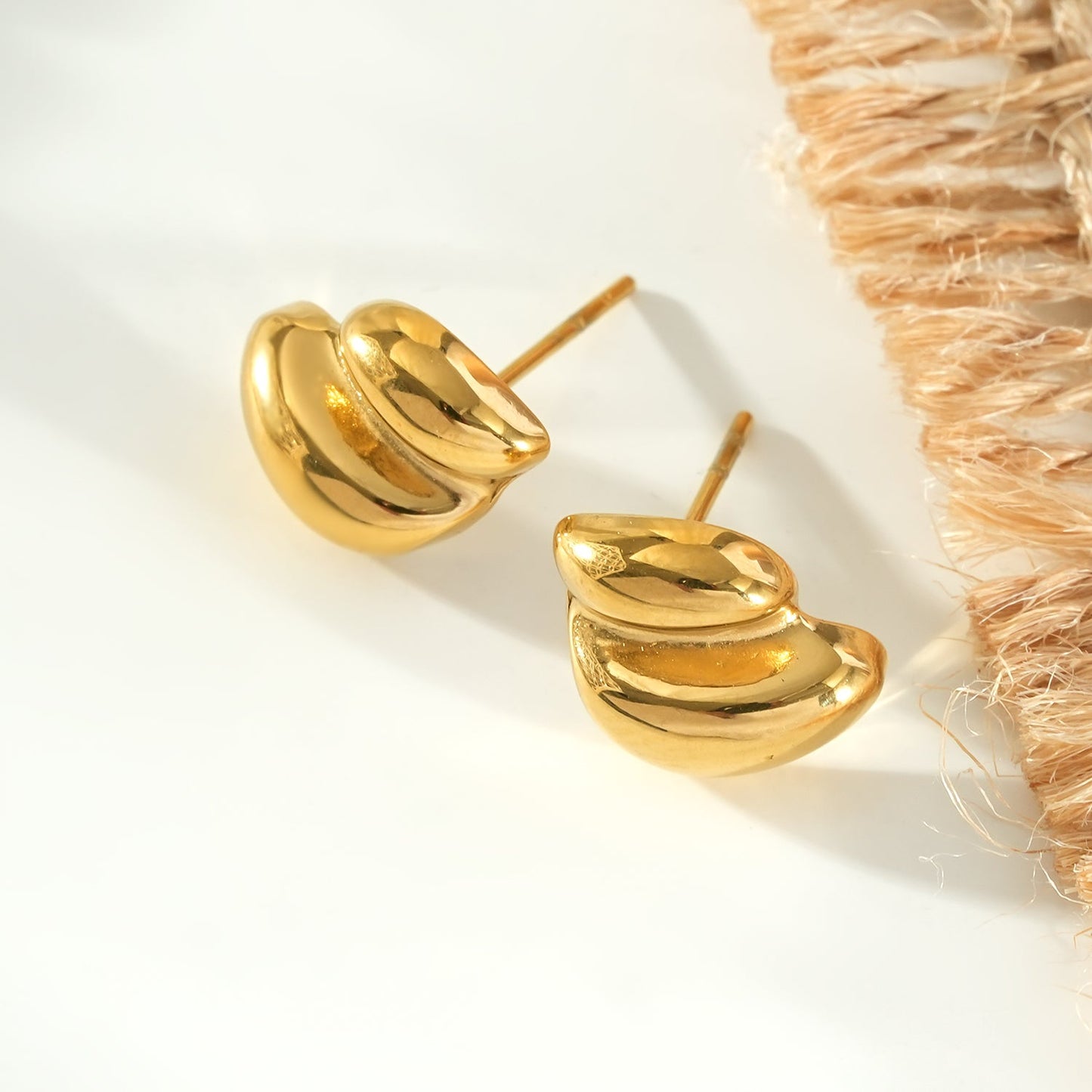 AISLA Gold: Contemporary Abstract Shaped Stud Earrings