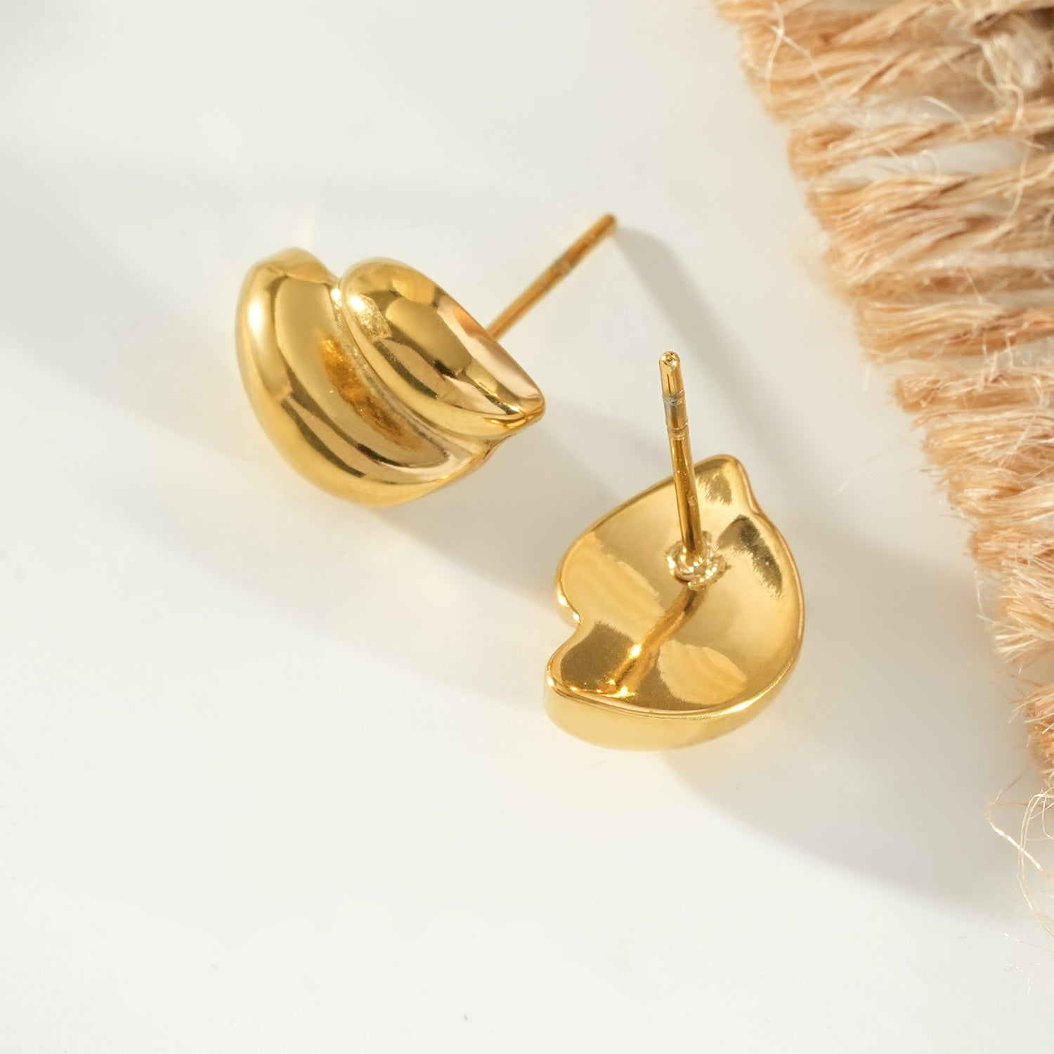 AISLA Gold: Contemporary Abstract Shaped Stud Earrings