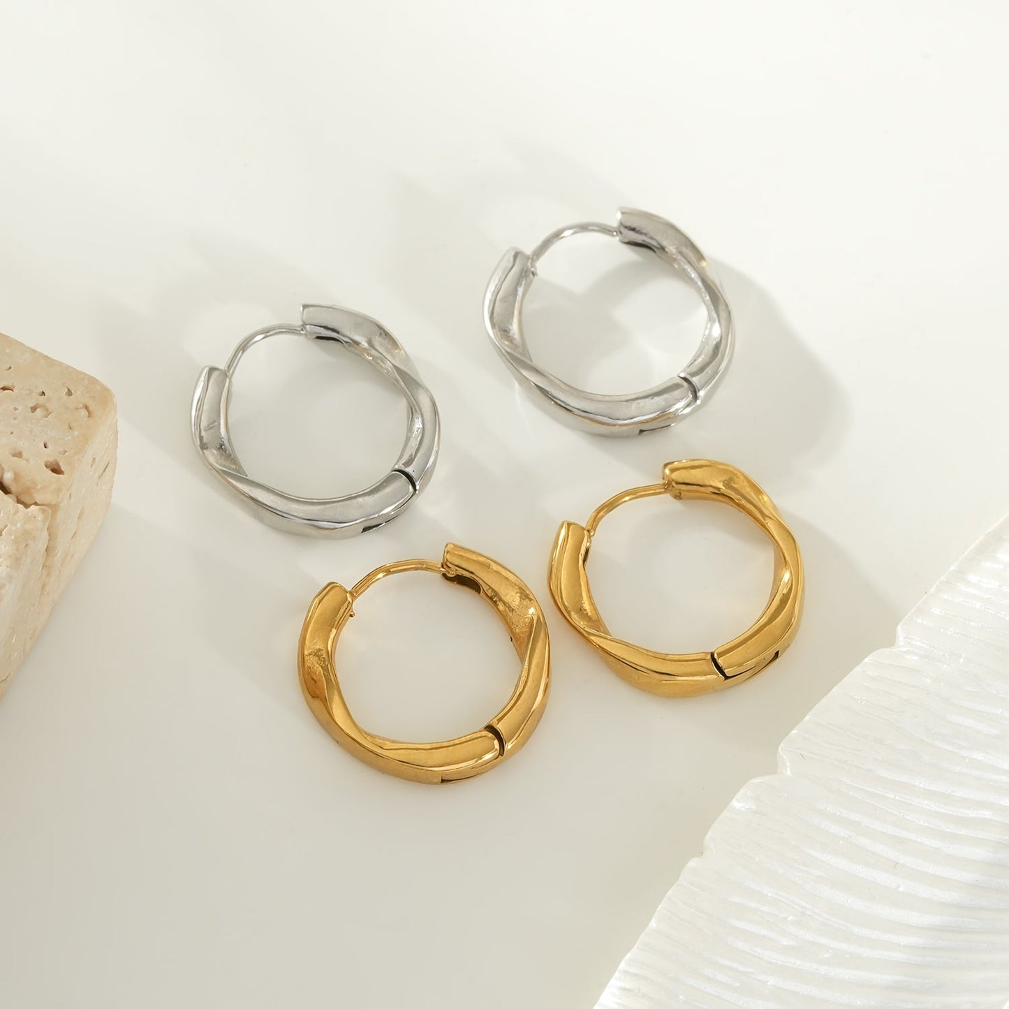ARIDAMA Gold: Mid-Size Vintage Inspired Twisted Hoop Earrings