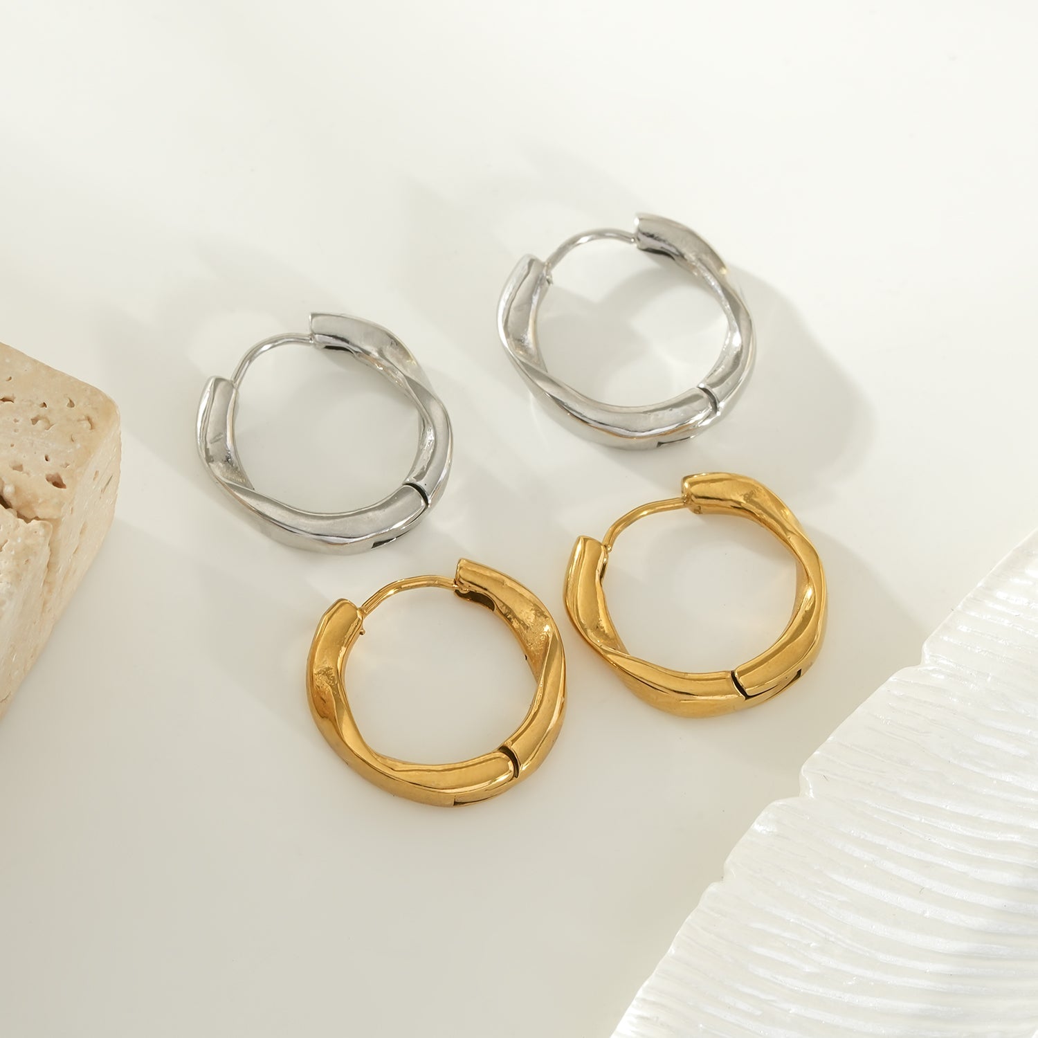 ARIDAMA Gold: Mid-Size Vintage Inspired Twisted Hoop Earrings