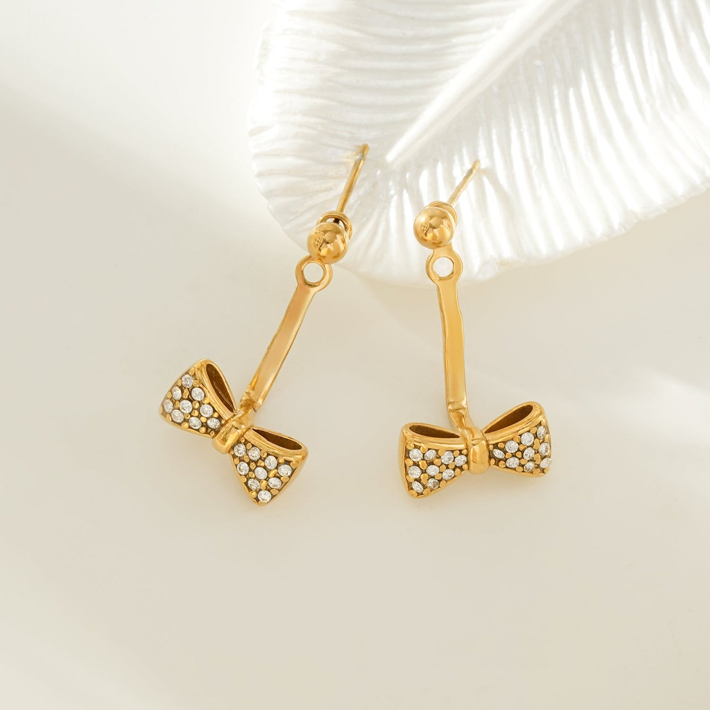 CUMAREE Gold: Mini Ball-Bead Stud Earrings Anchoring a Zirconia Infinity Charm