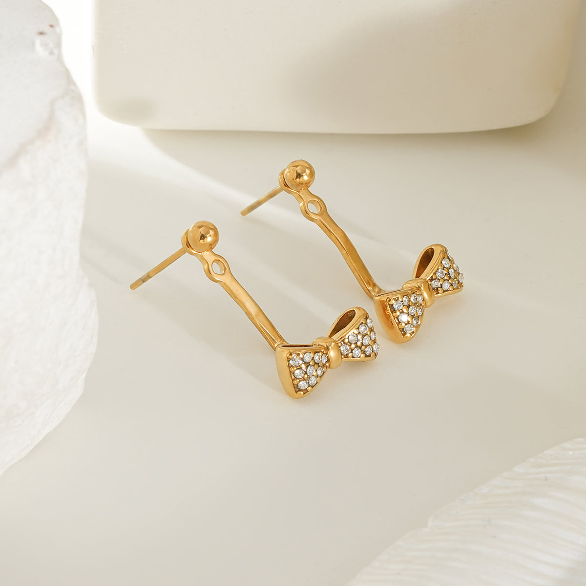 CUMAREE Gold: Mini Ball-Bead Stud Earrings Anchoring a Zirconia Infinity Charm