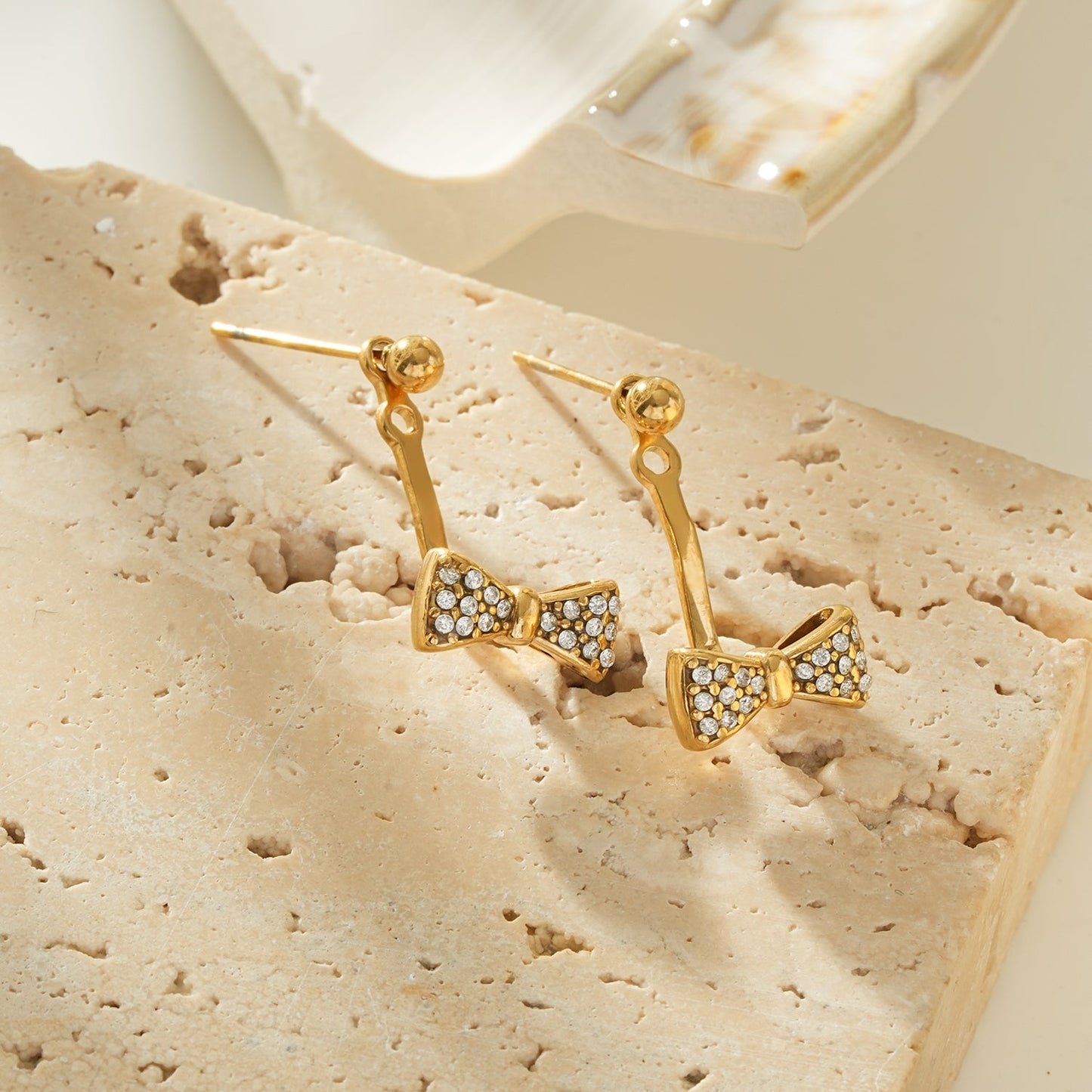 CUMAREE Gold: Mini Ball-Bead Stud Earrings Anchoring a Zirconia Infinity Charm