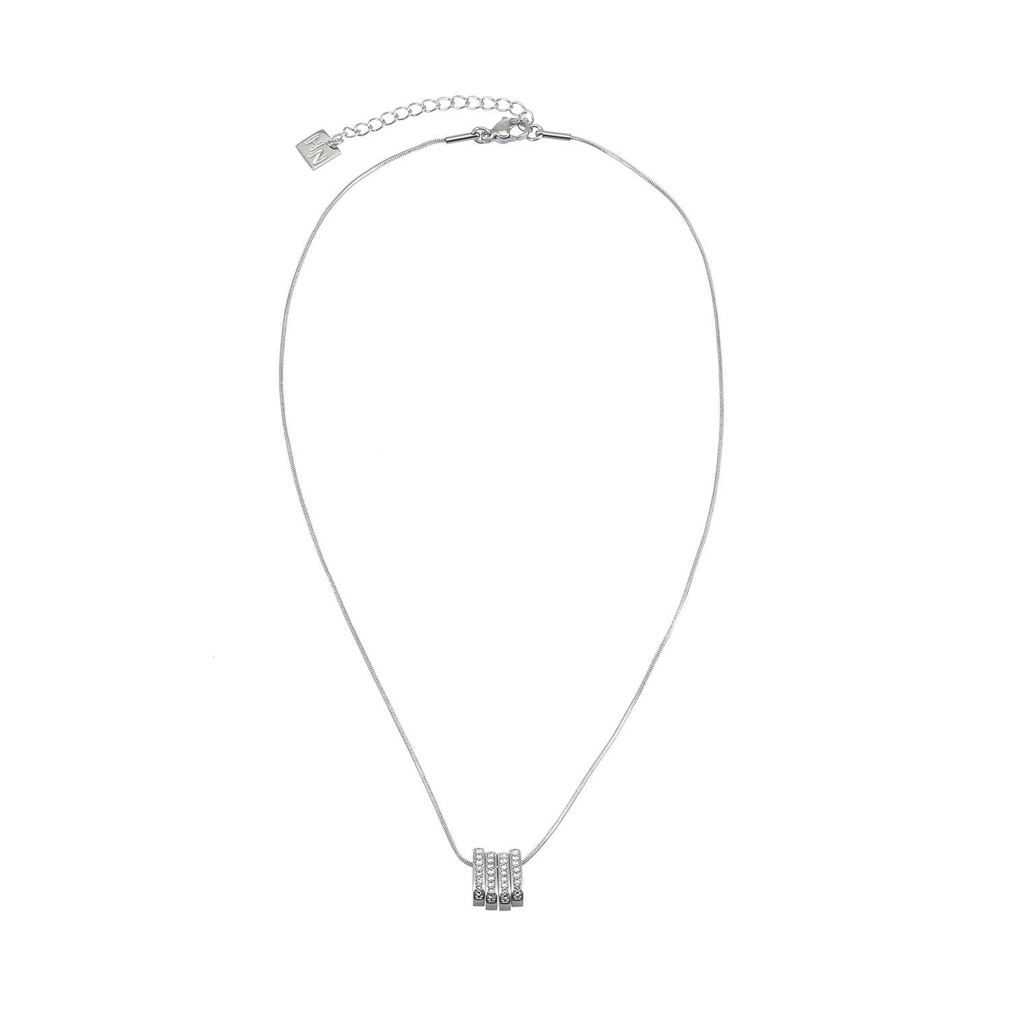 GARNA Silver (White Gold): Mini Snake-Skin Chain with Zirconia-Adorned Oval Shaped Charms