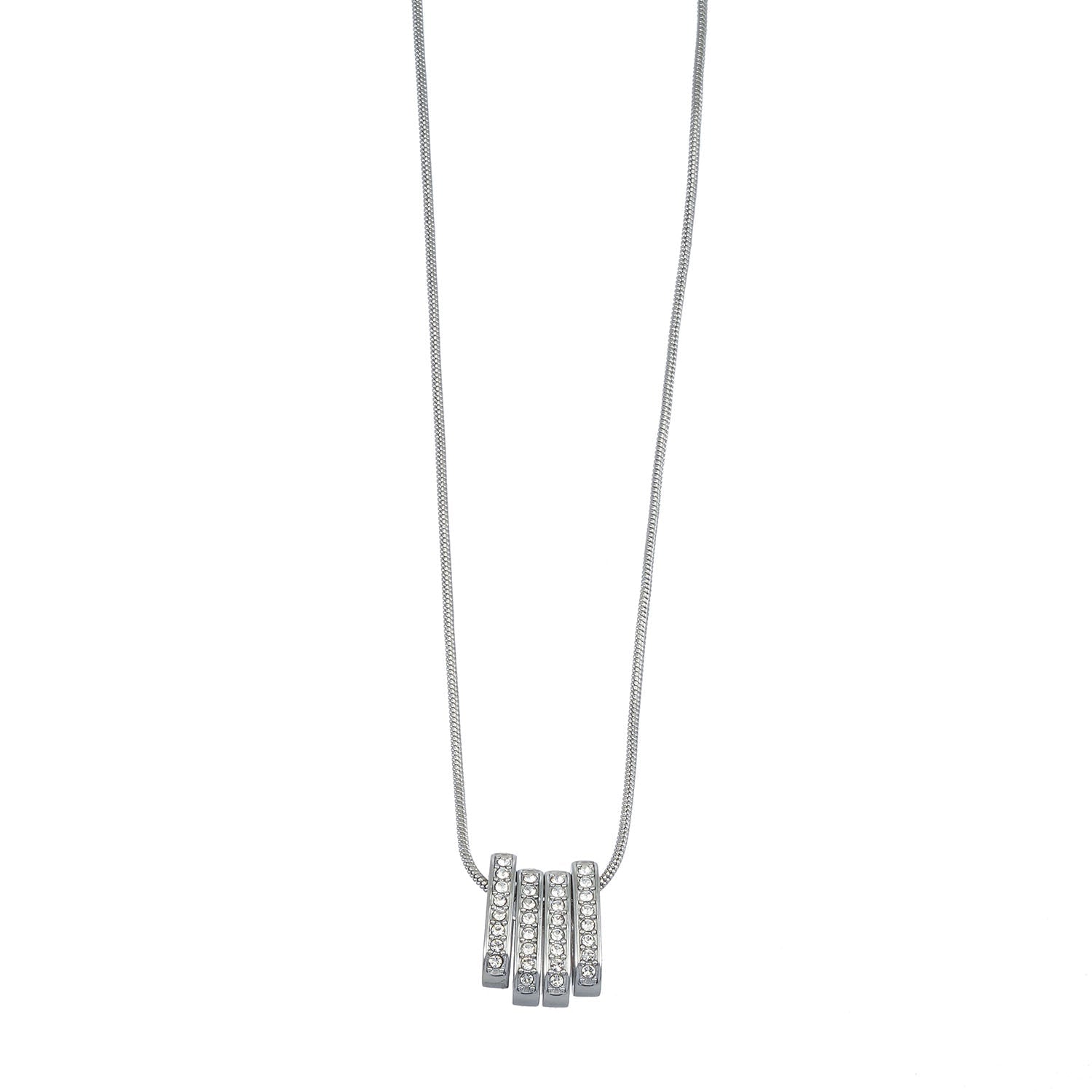 GARNA Silver (White Gold): Mini Snake-Skin Chain with Zirconia-Adorned Oval Shaped Charms